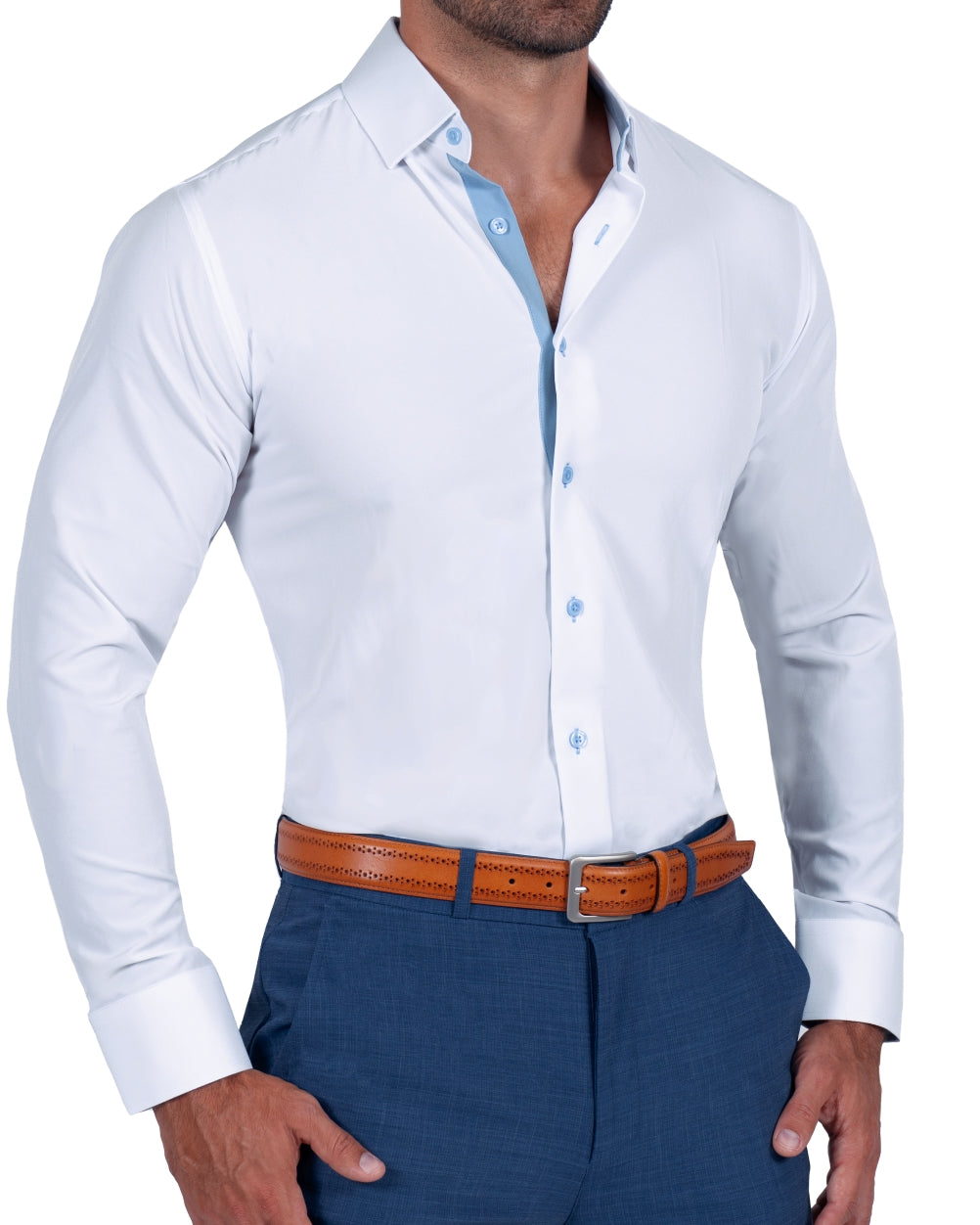 "The Briggs" Solid White with Light Blue Accents