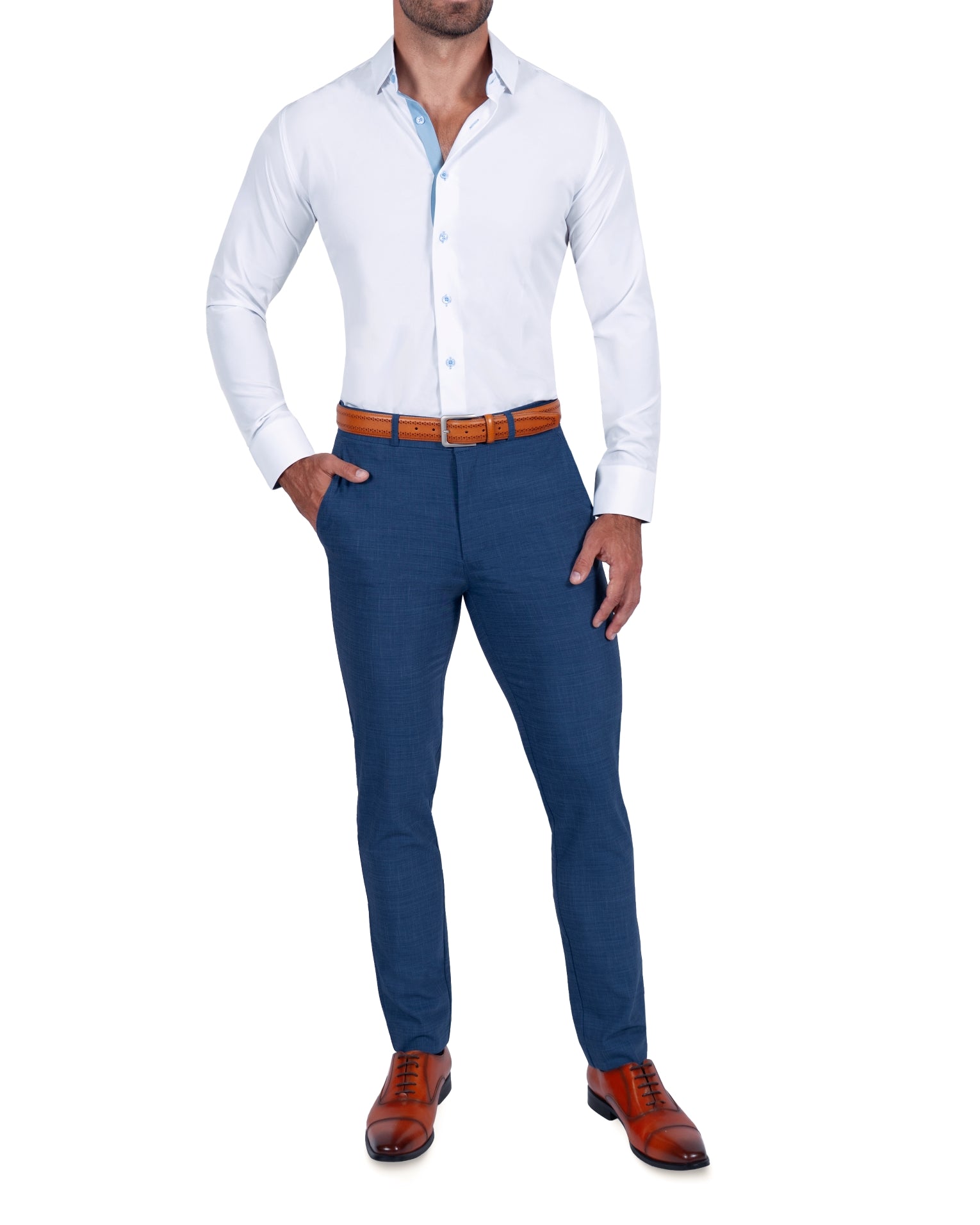 "The Briggs" Solid White with Light Blue Accents