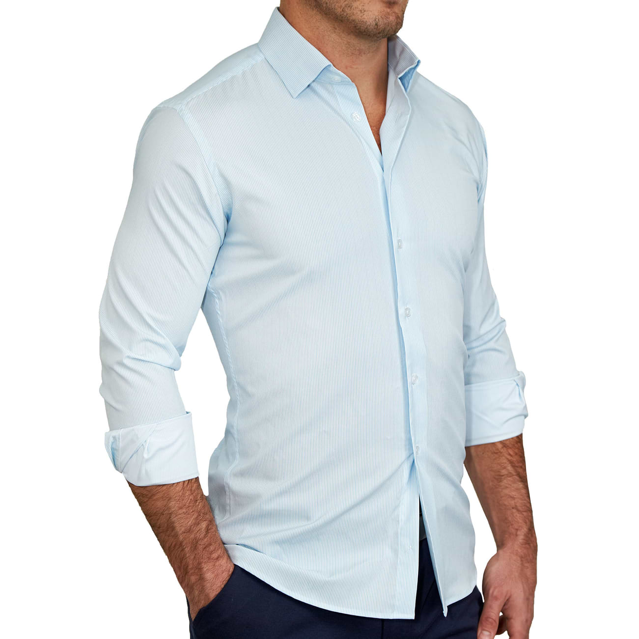 "The Belmont" Light Blue Pinstripe - Classic Fit