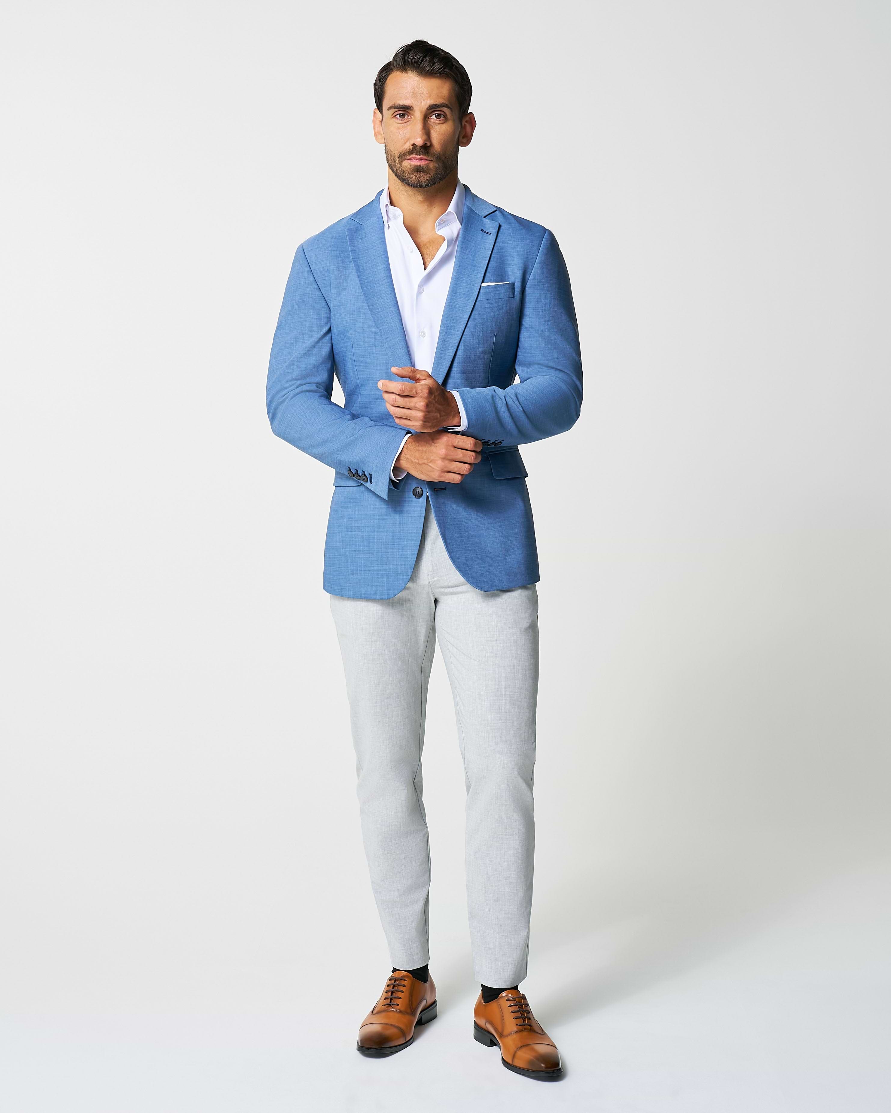 Athletic Fit Stretch Blazer - Heathered Light Blue
