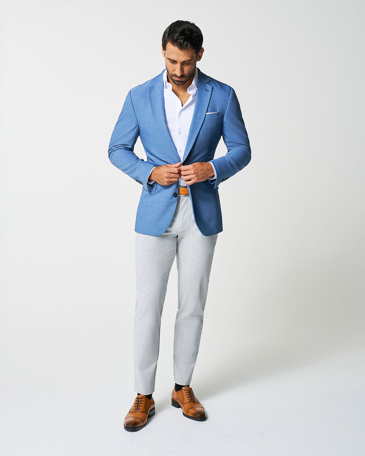 Athletic Fit Stretch Blazer - Heathered Light Blue