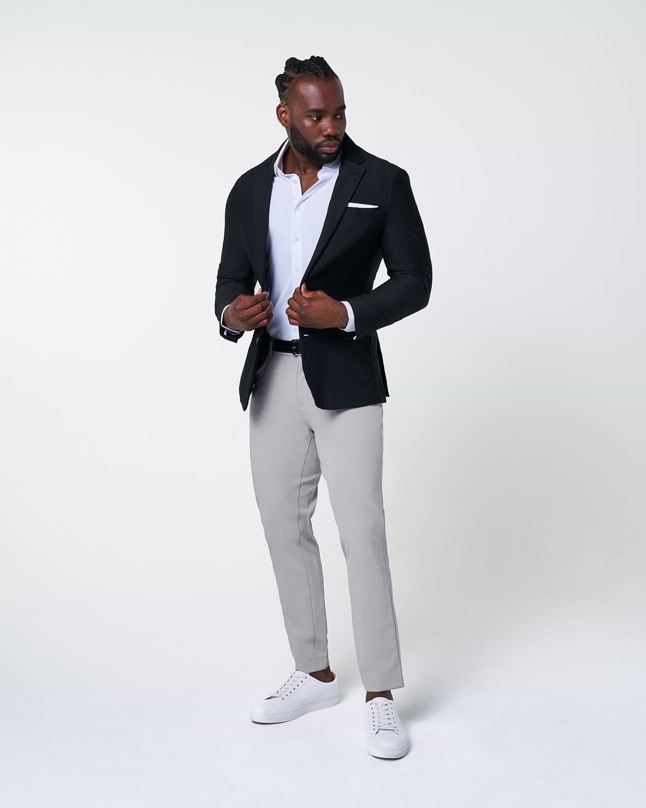 Athletic Fit Stretch Blazer - Black Seersucker