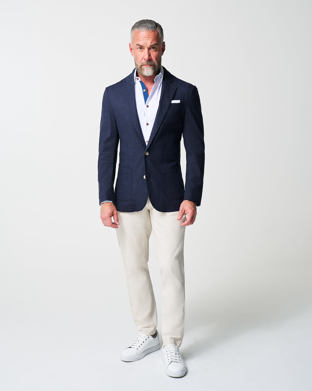 Unstructured Linen Blazer - Navy