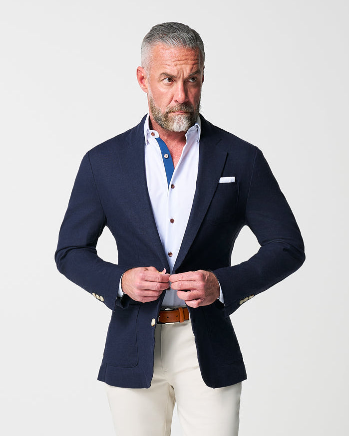 Unstructured Linen Blazer - Navy
