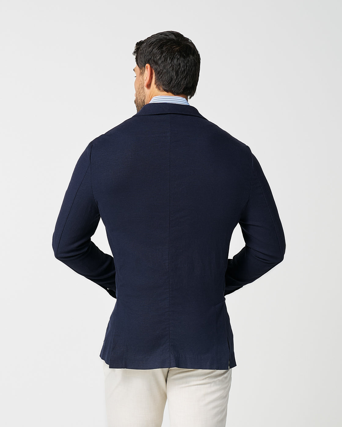 Unstructured Linen Blazer - Navy