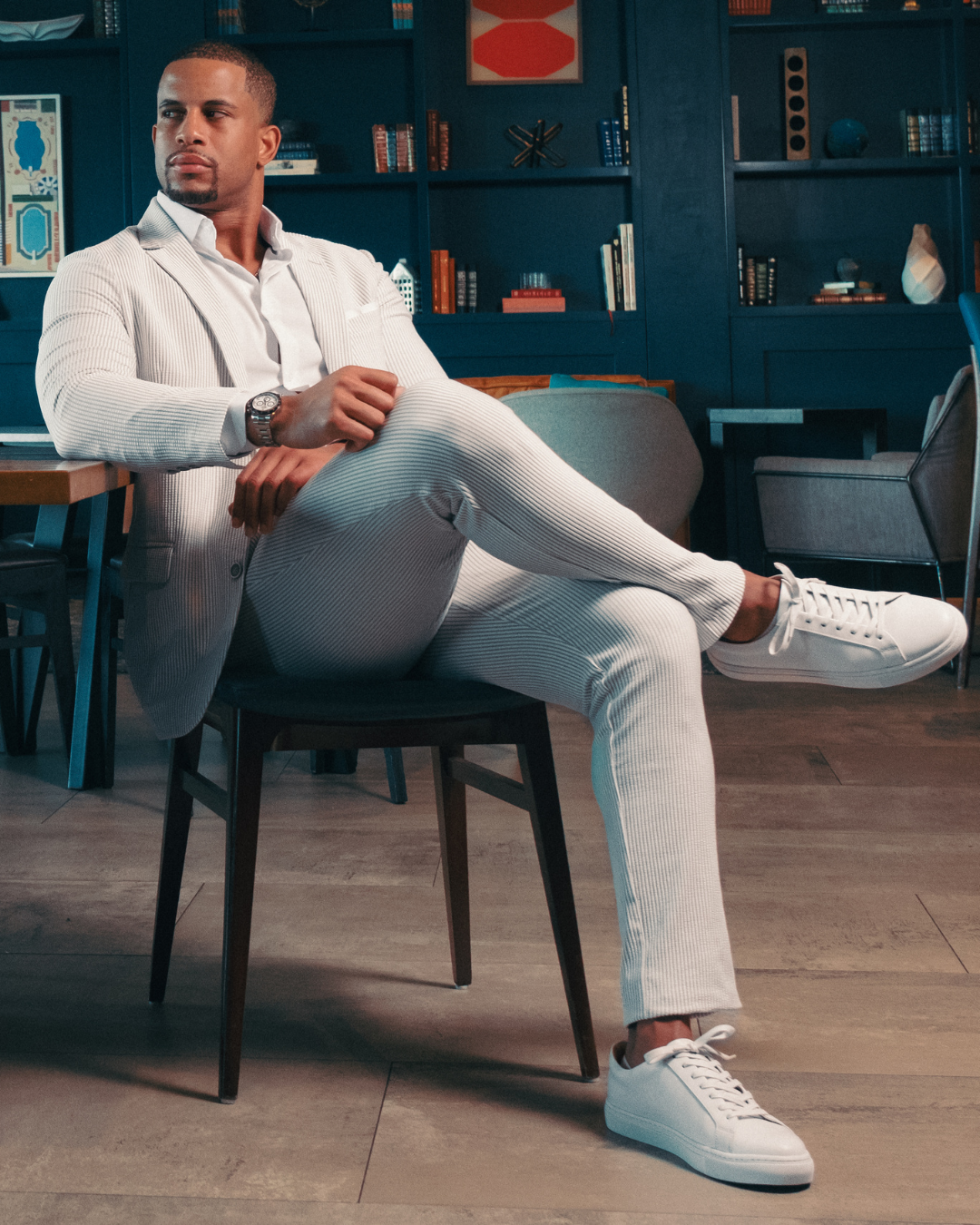 Athletic Fit Stretch Suit - Grey Seersucker