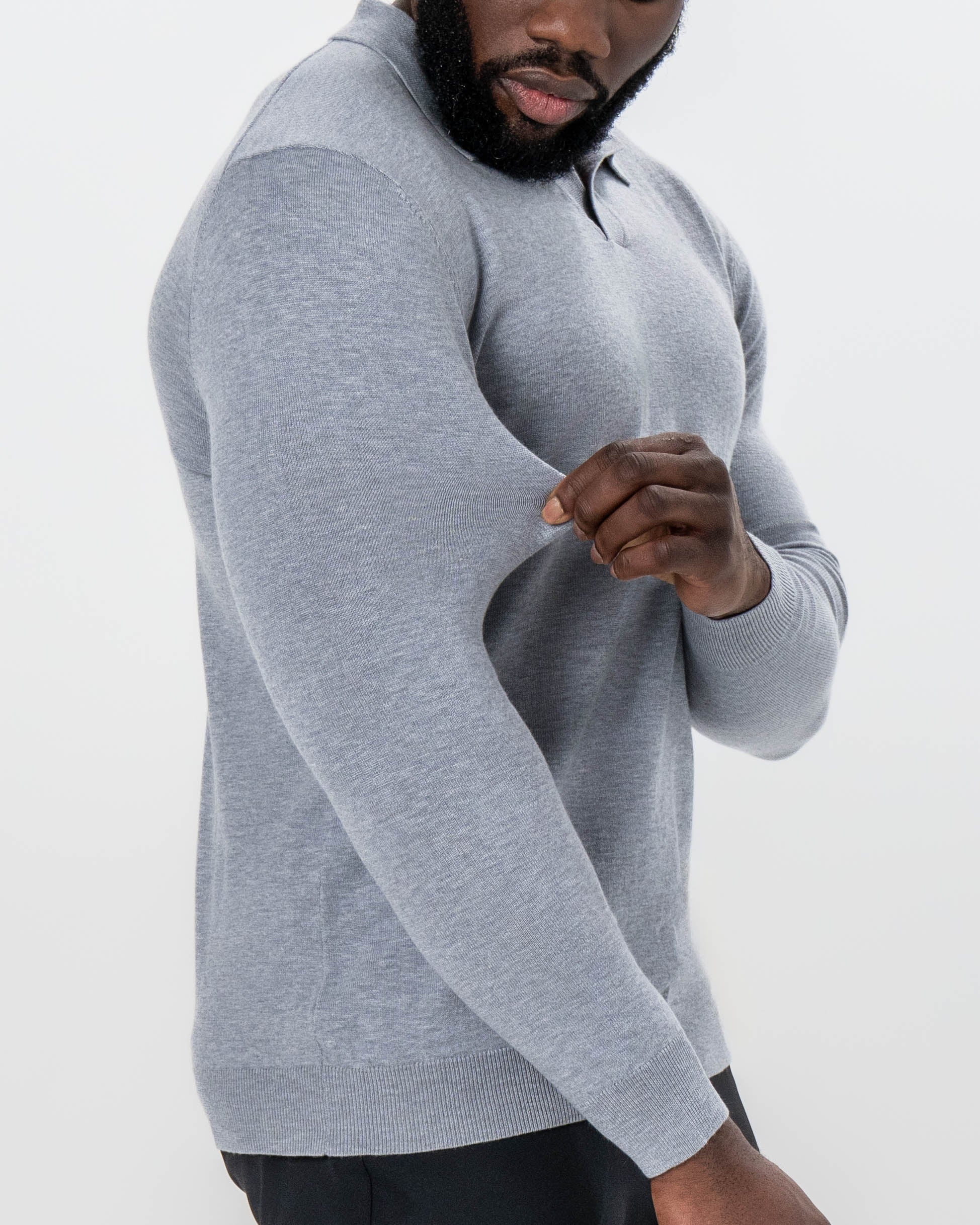 Buttonless Sweater Polo - Light Grey