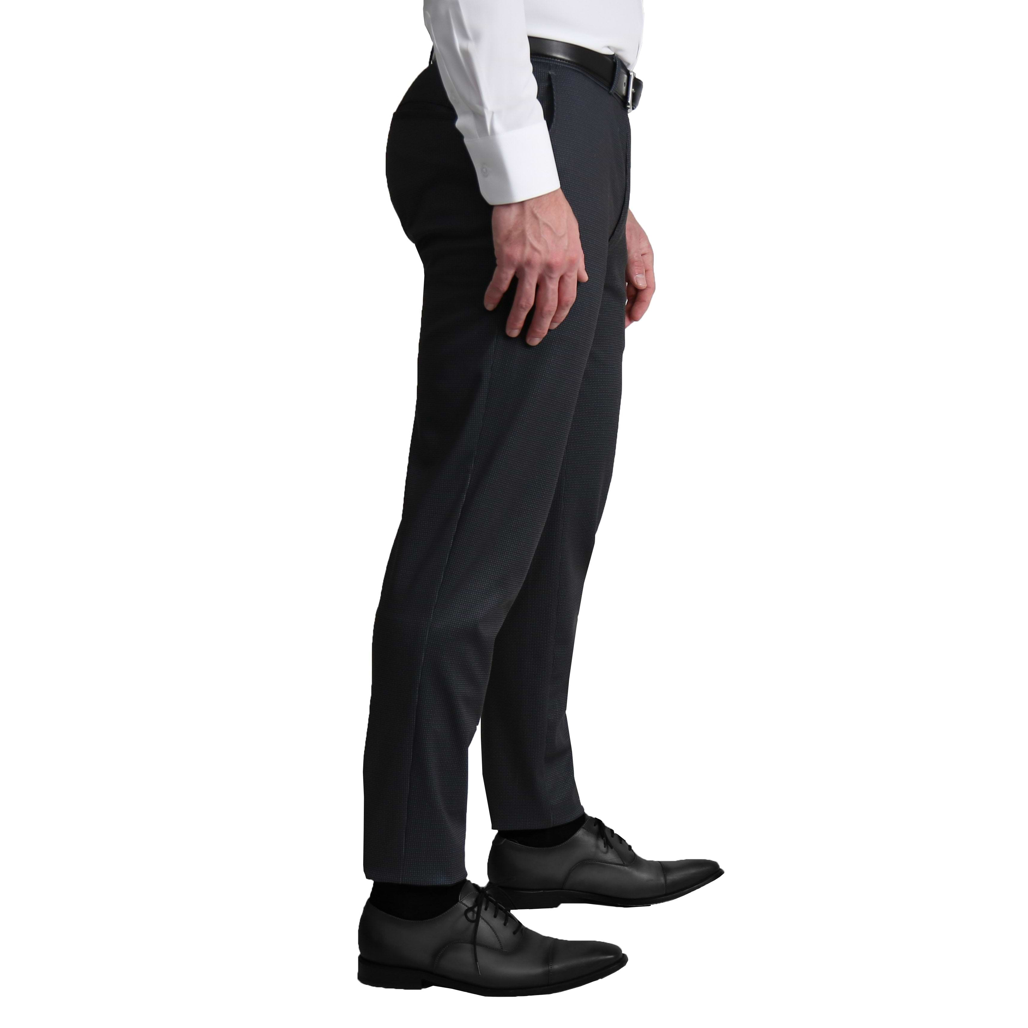 Athletic Fit Stretch Suit Pants - Charcoal Microcheck