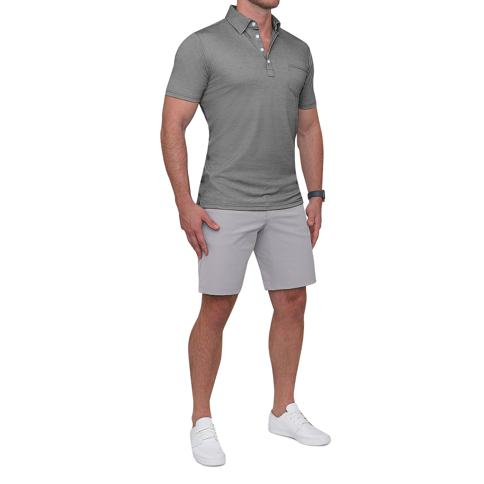 "The Conrad" Charcoal Pique Polo