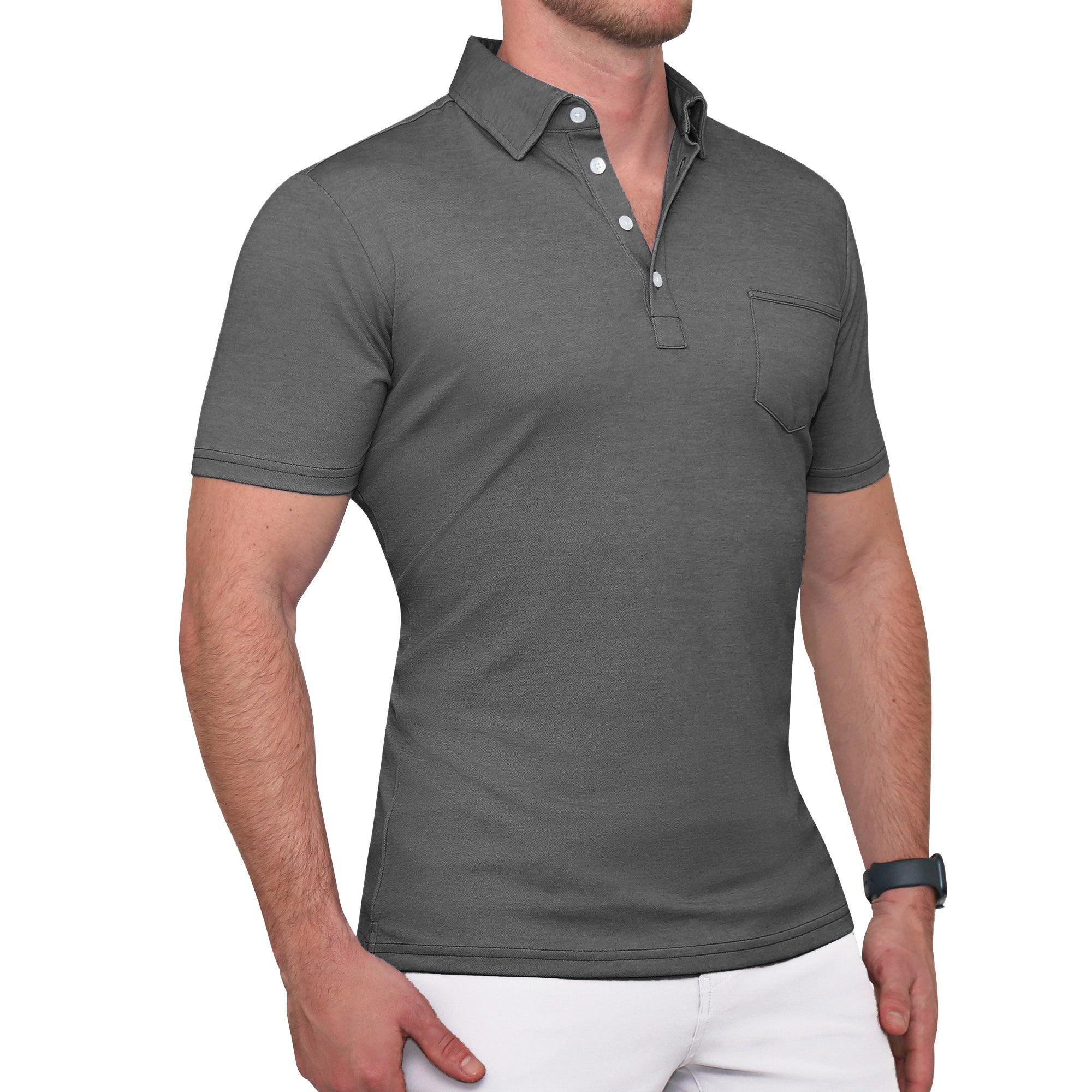 "The Conrad" Charcoal Pique Polo