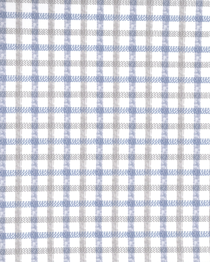 "The Dime" Sport Shirt - White, Grey & Light Blue Windowpane