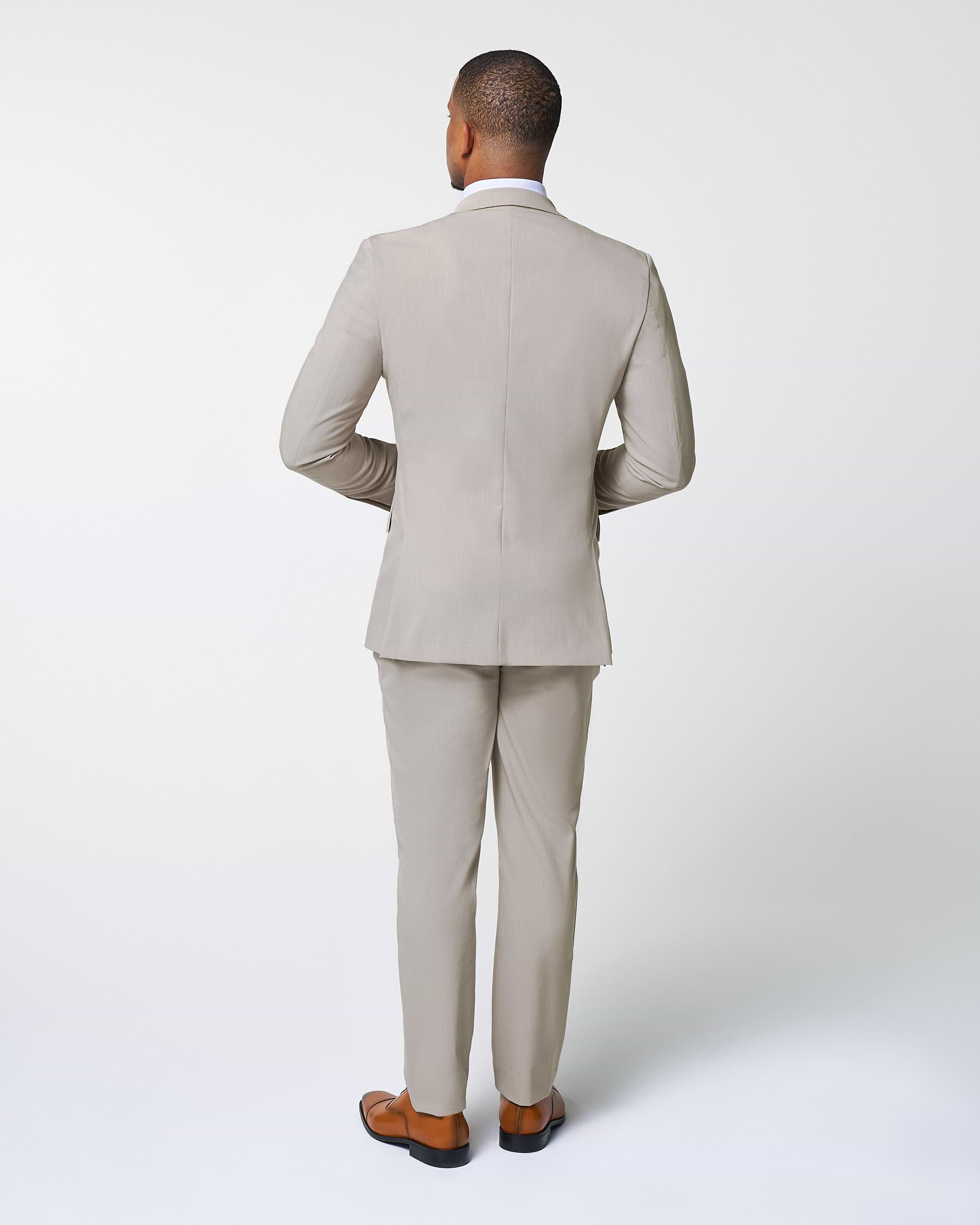 Athletic Fit Stretch Suit Pants - Heathered Stone