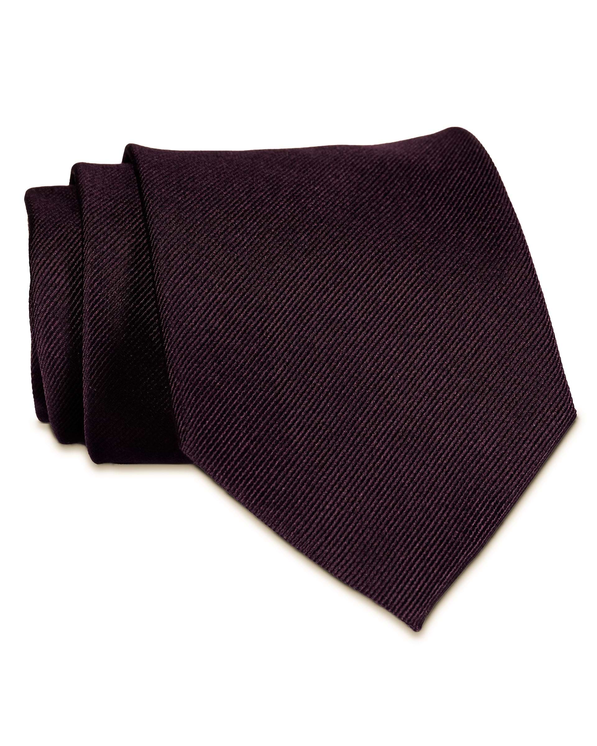 Solid Dark Plum Woven Silk Tie
