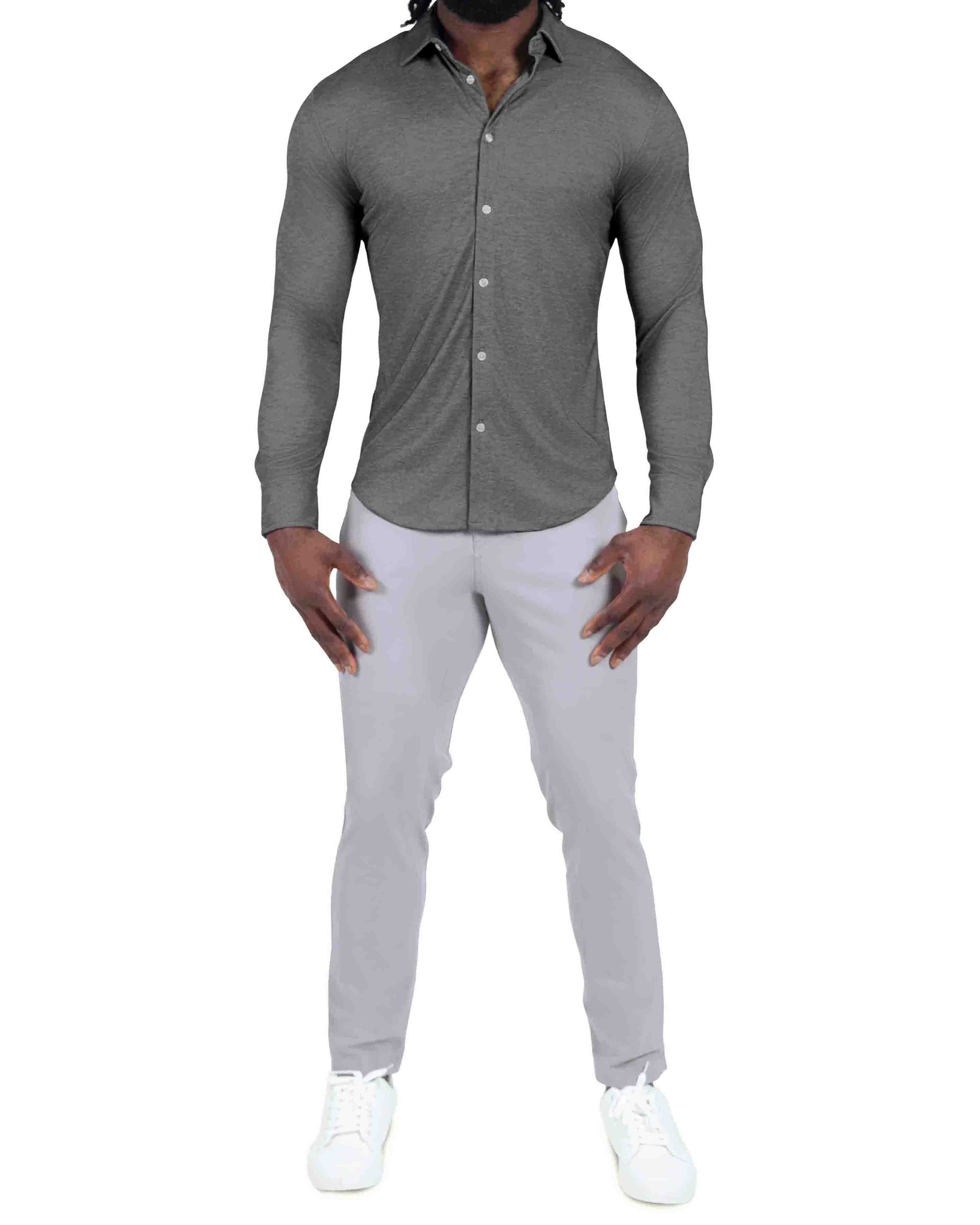 "The Oakley" Charcoal Pique Button Down