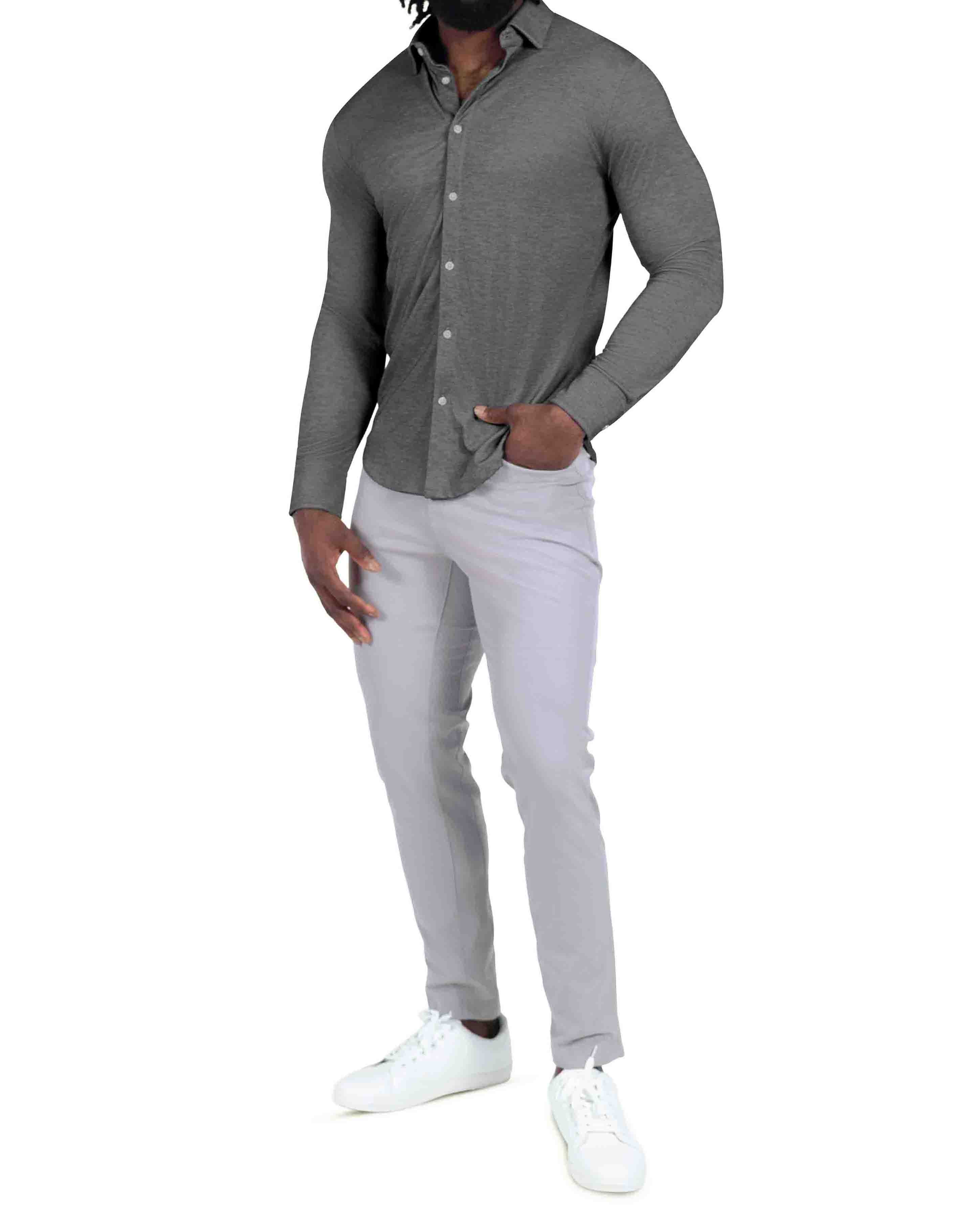 "The Oakley" Charcoal Pique Button Down