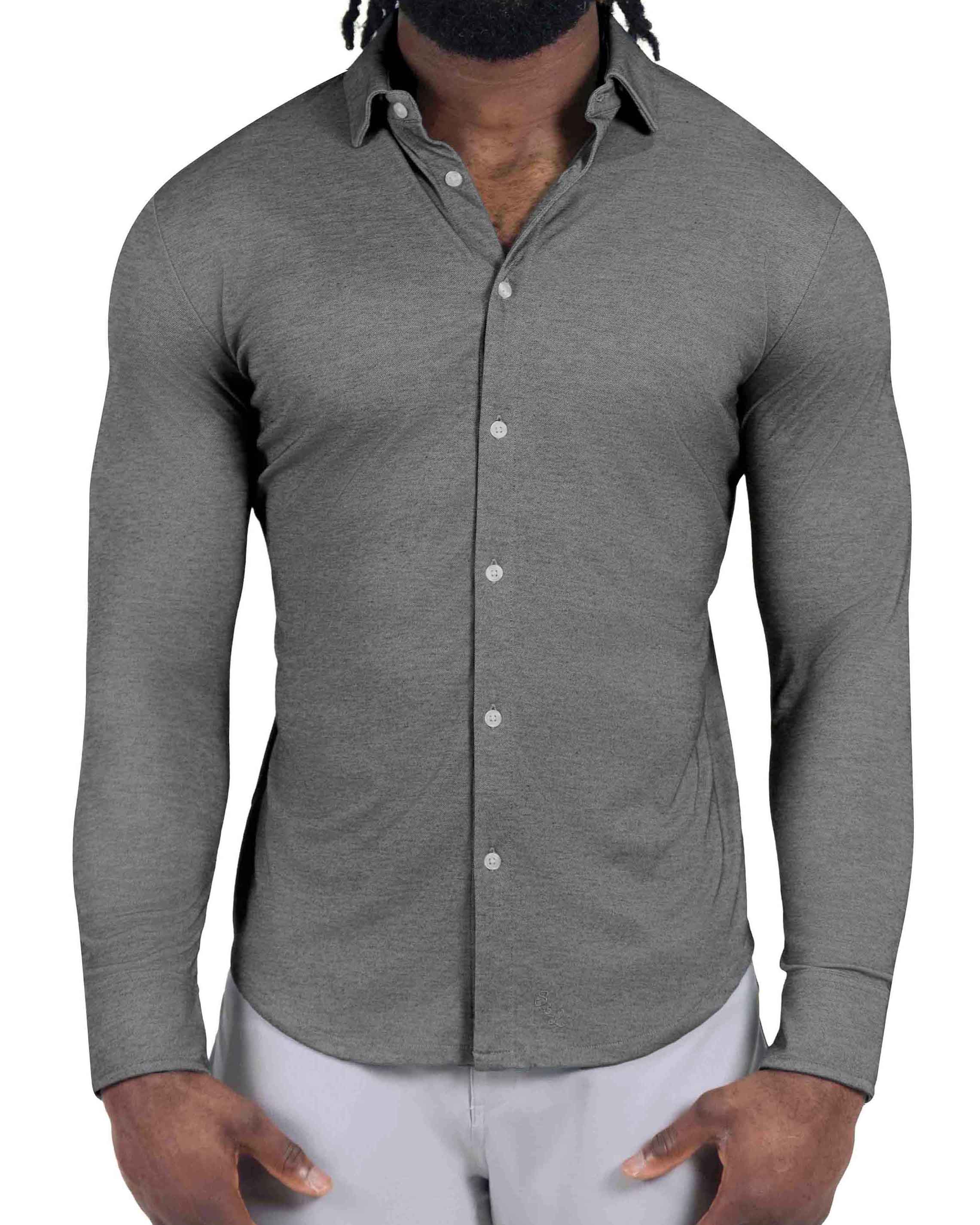 "The Oakley" Charcoal Pique Button Down
