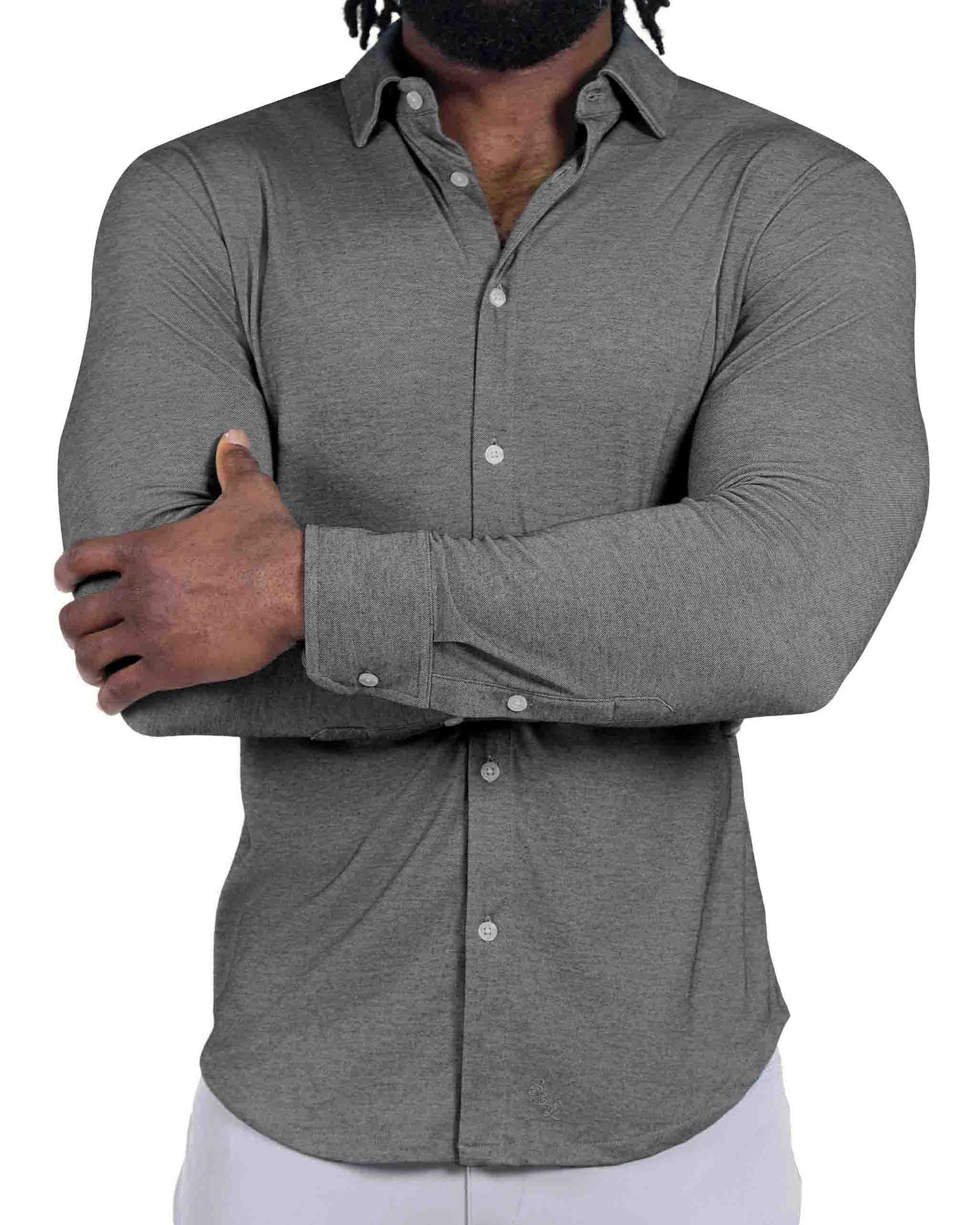"The Oakley" Charcoal Pique Button Down
