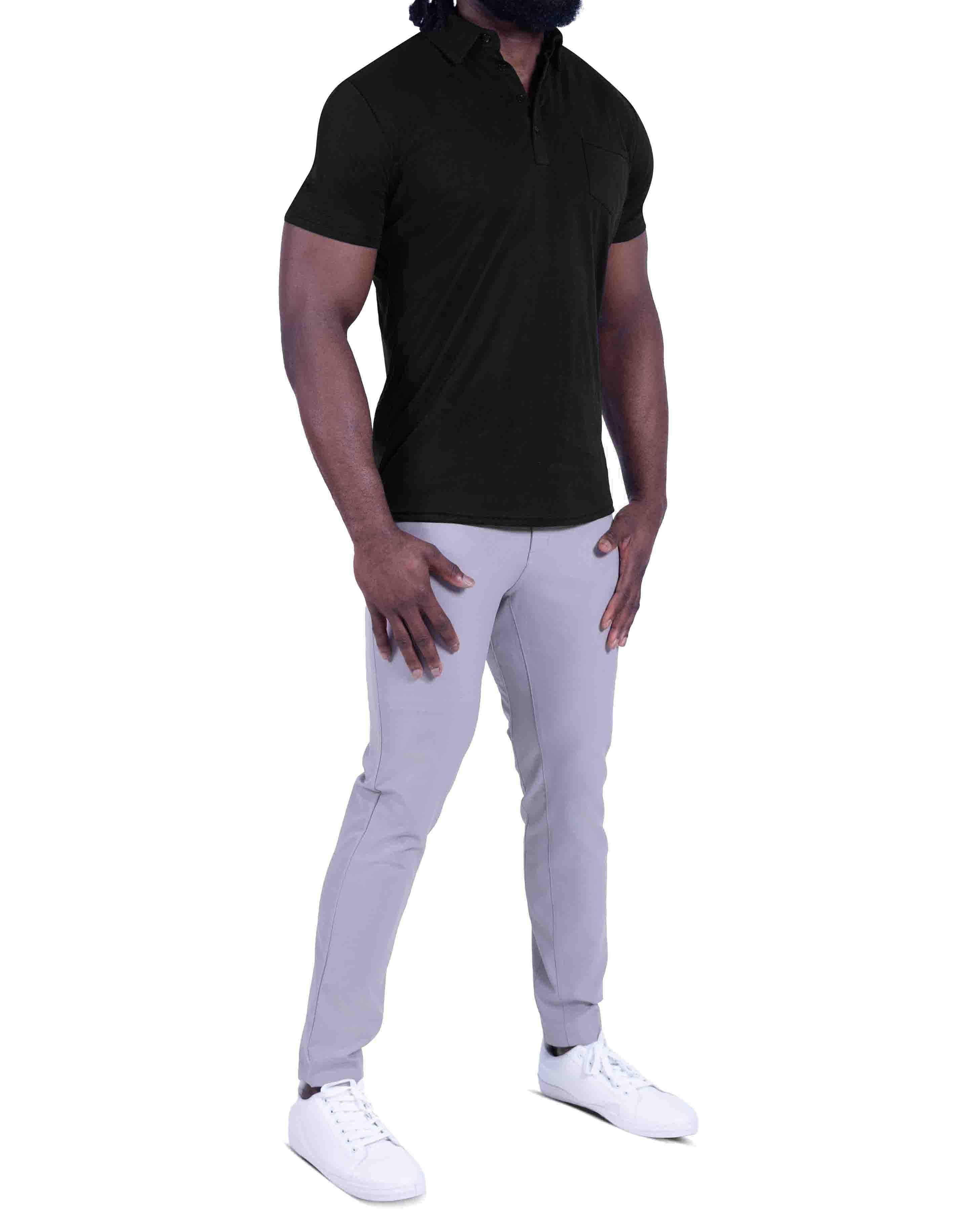 "The Mercury" Black Pique Polo