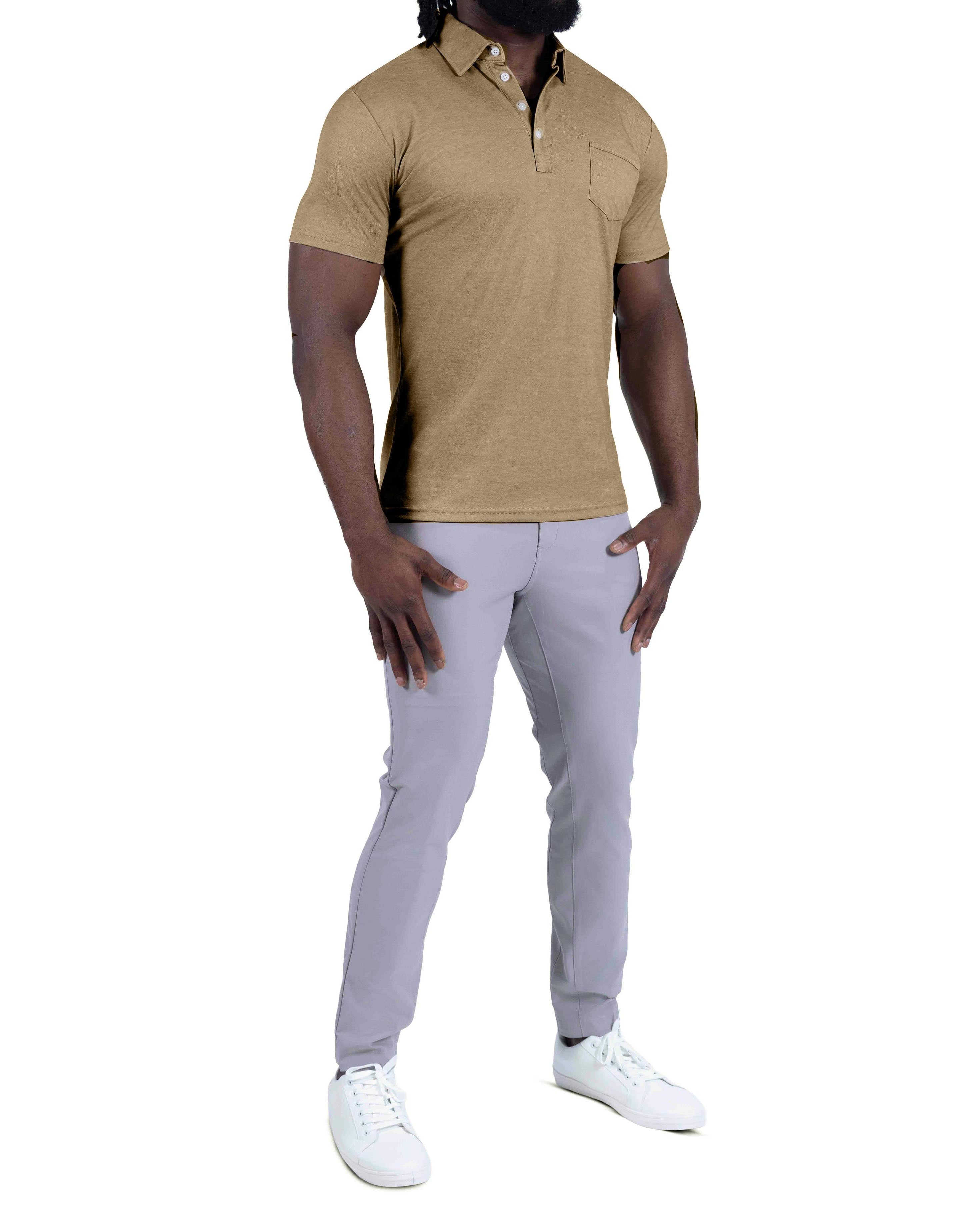 "The Warren" Brown Pique Polo