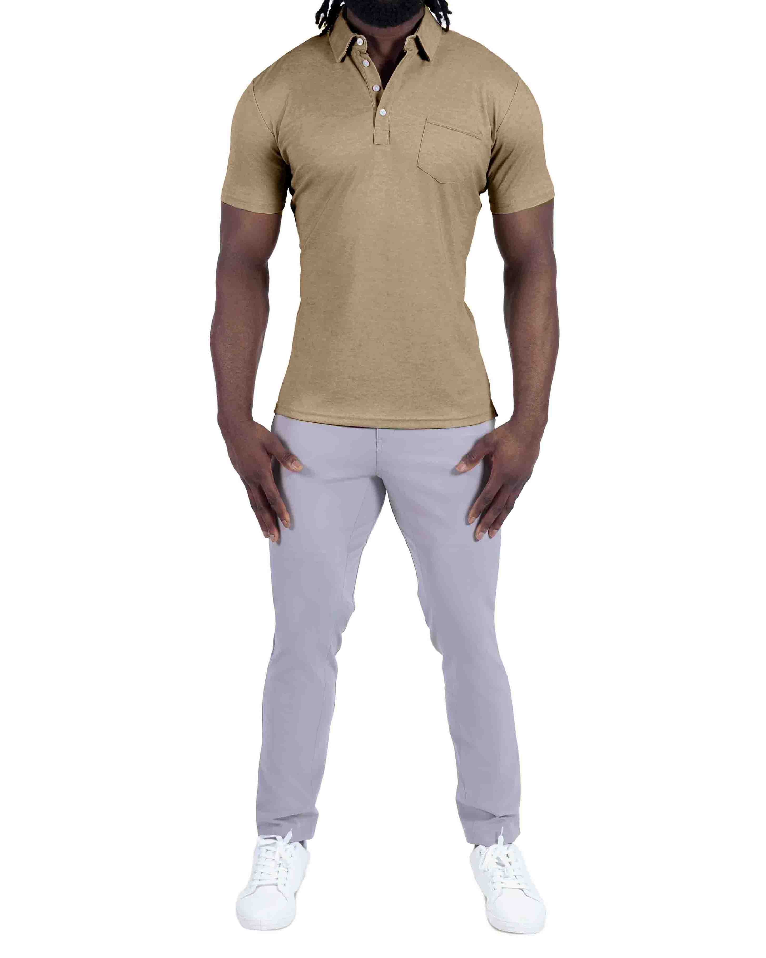 "The Warren" Brown Pique Polo