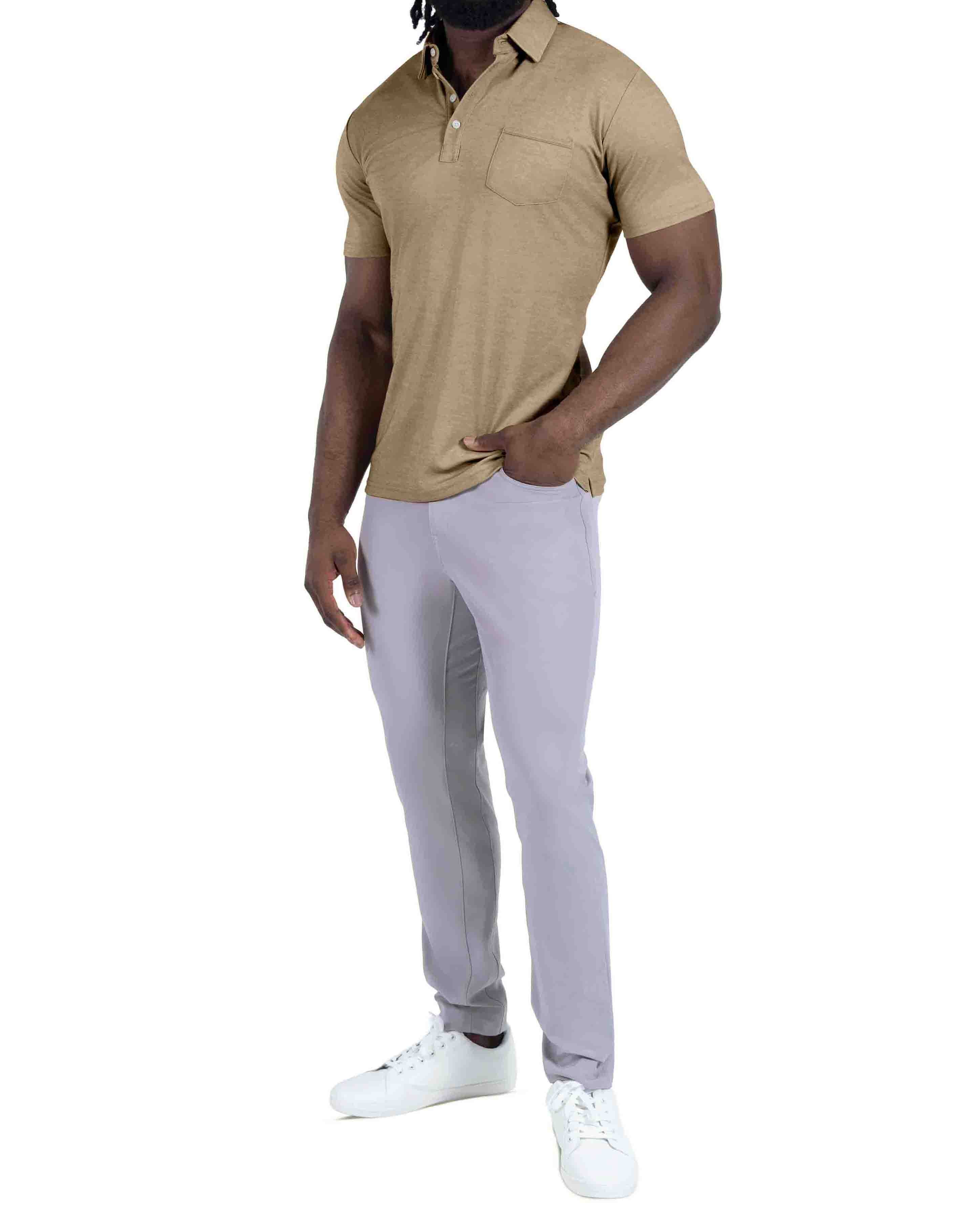 "The Warren" Brown Pique Polo