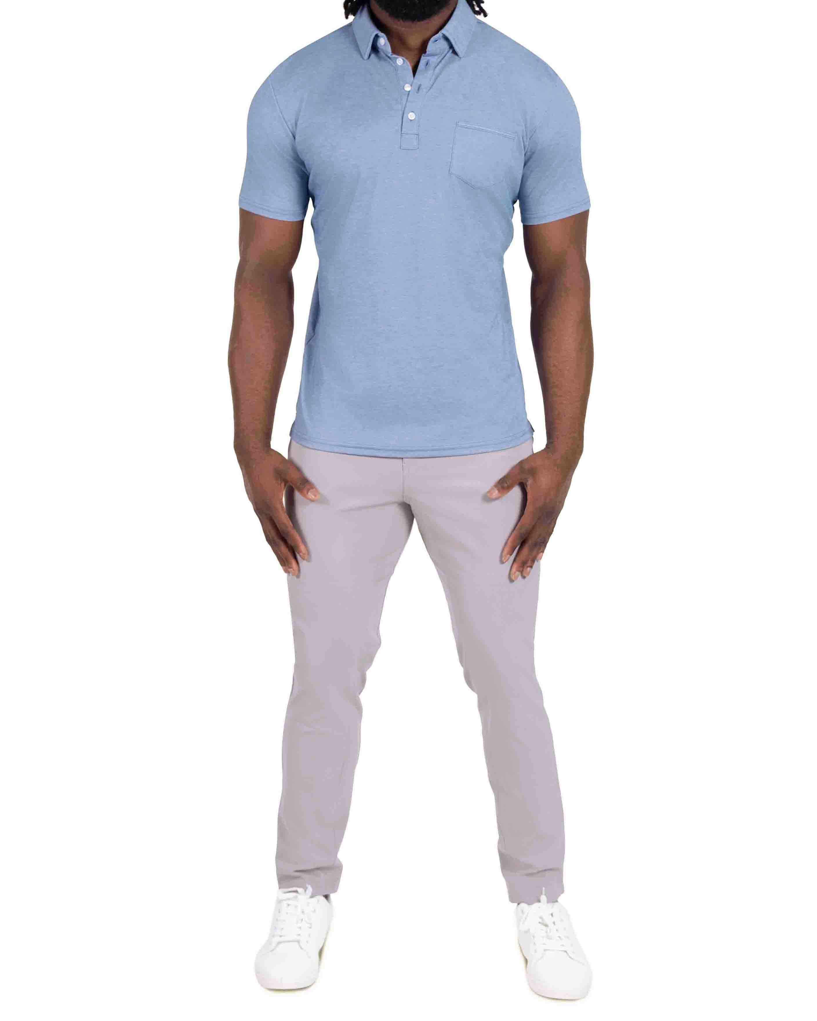 "The Matt" Sky Blue Pique Polo