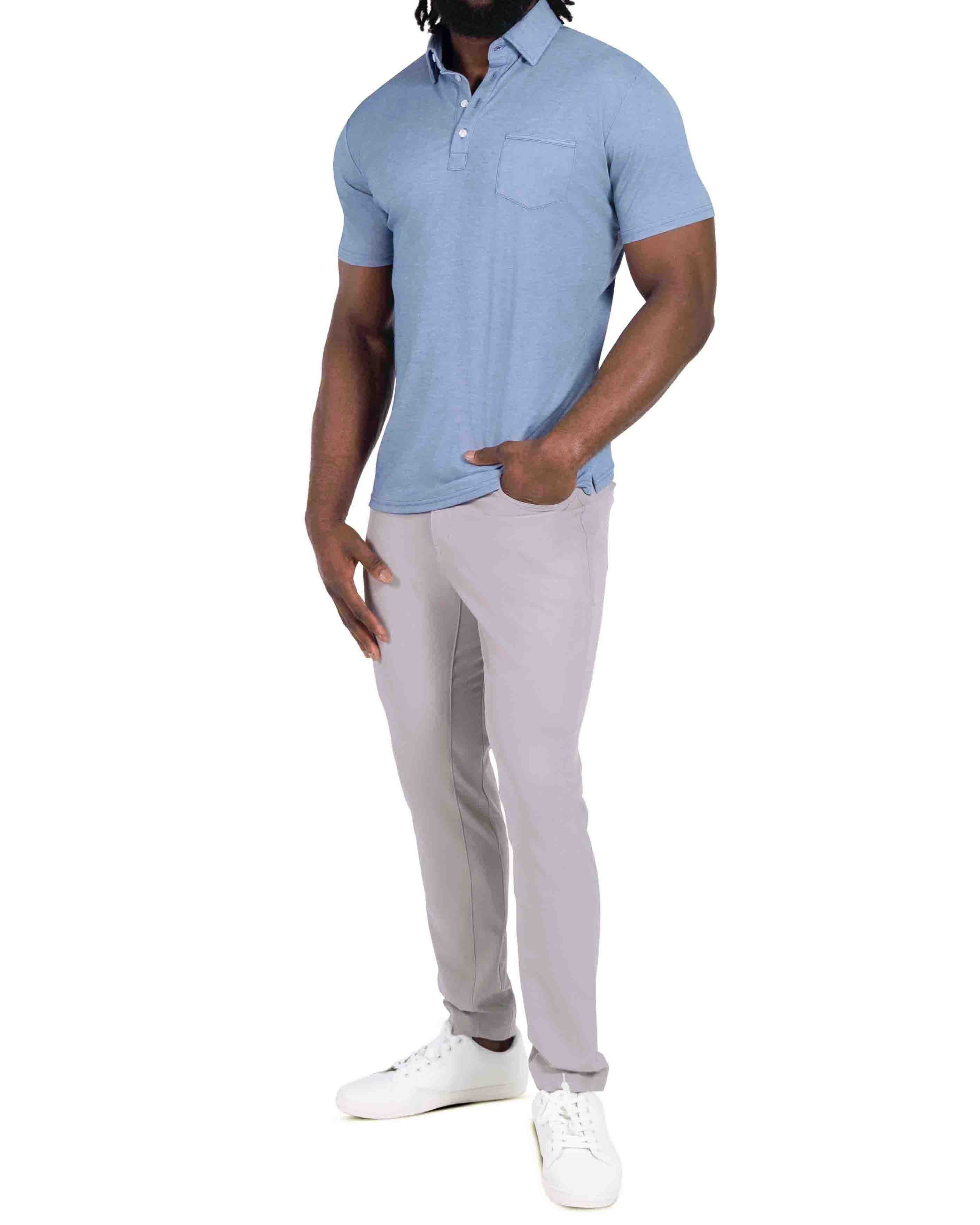 "The Matt" Sky Blue Pique Polo