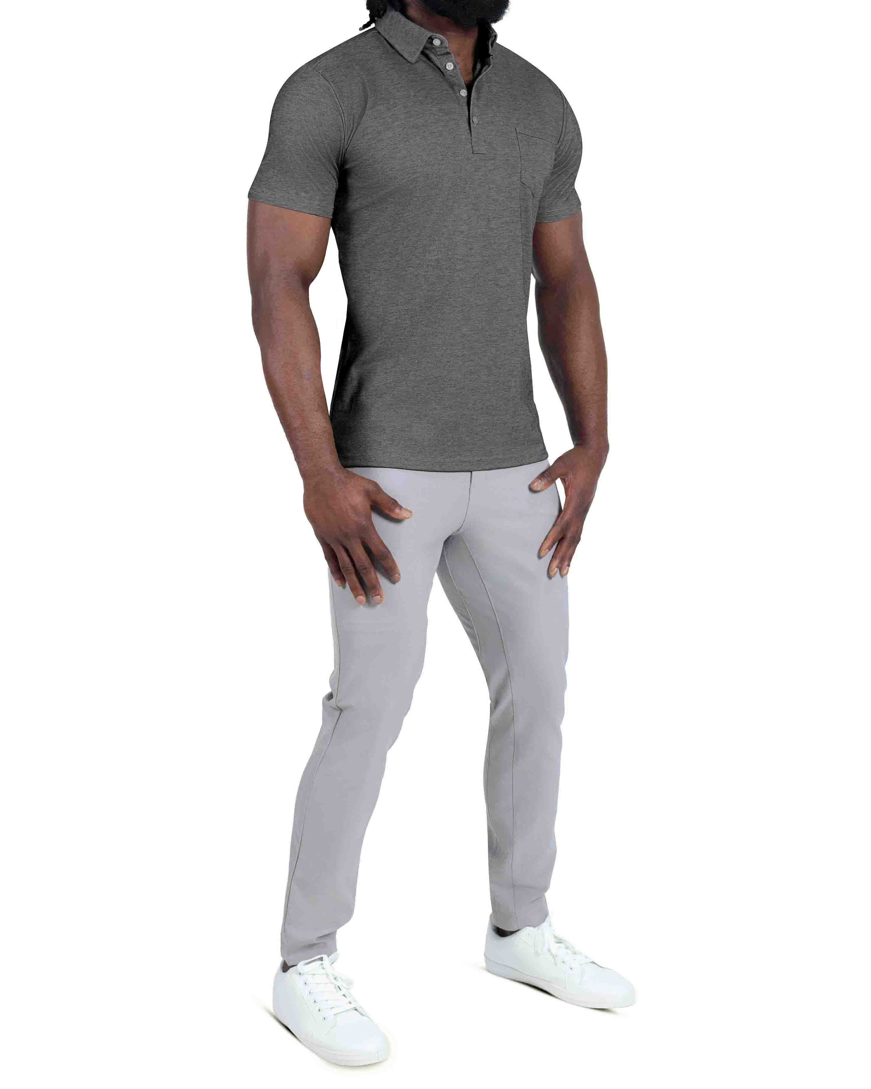 "The Conrad" Charcoal Pique Polo