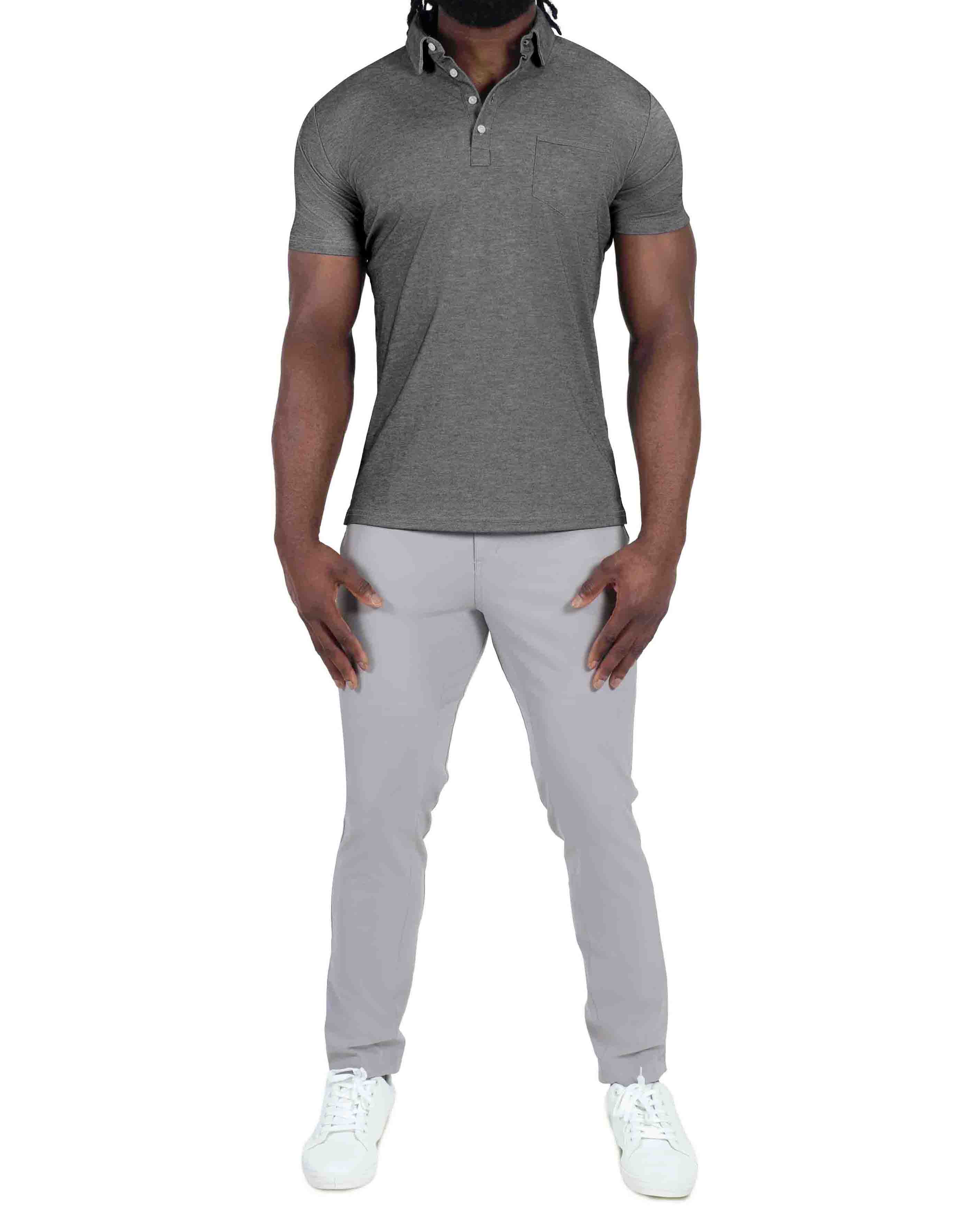 "The Conrad" Charcoal Pique Polo