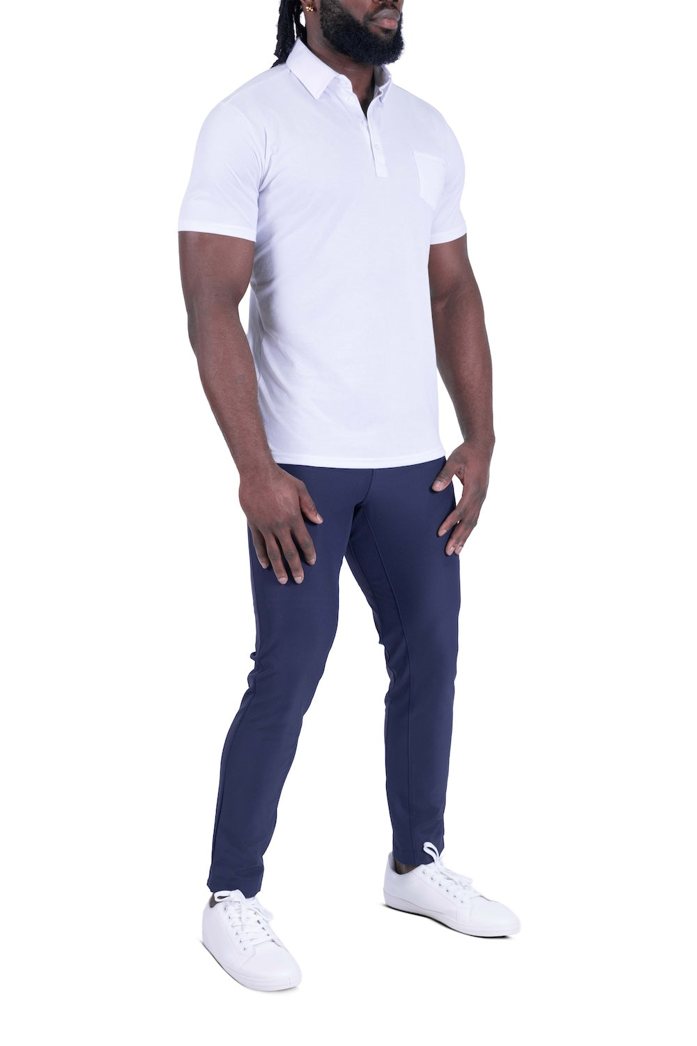 "The Noah" White Pique Polo