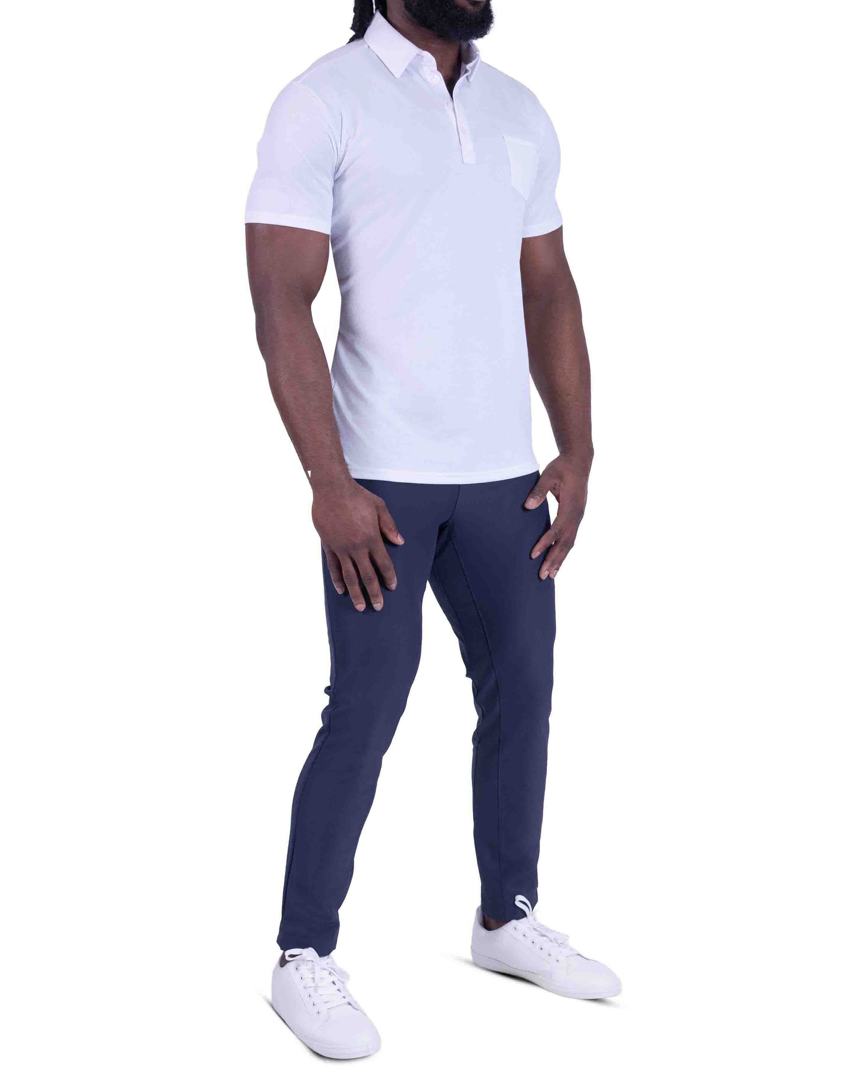 "The Noah" White Pique Polo