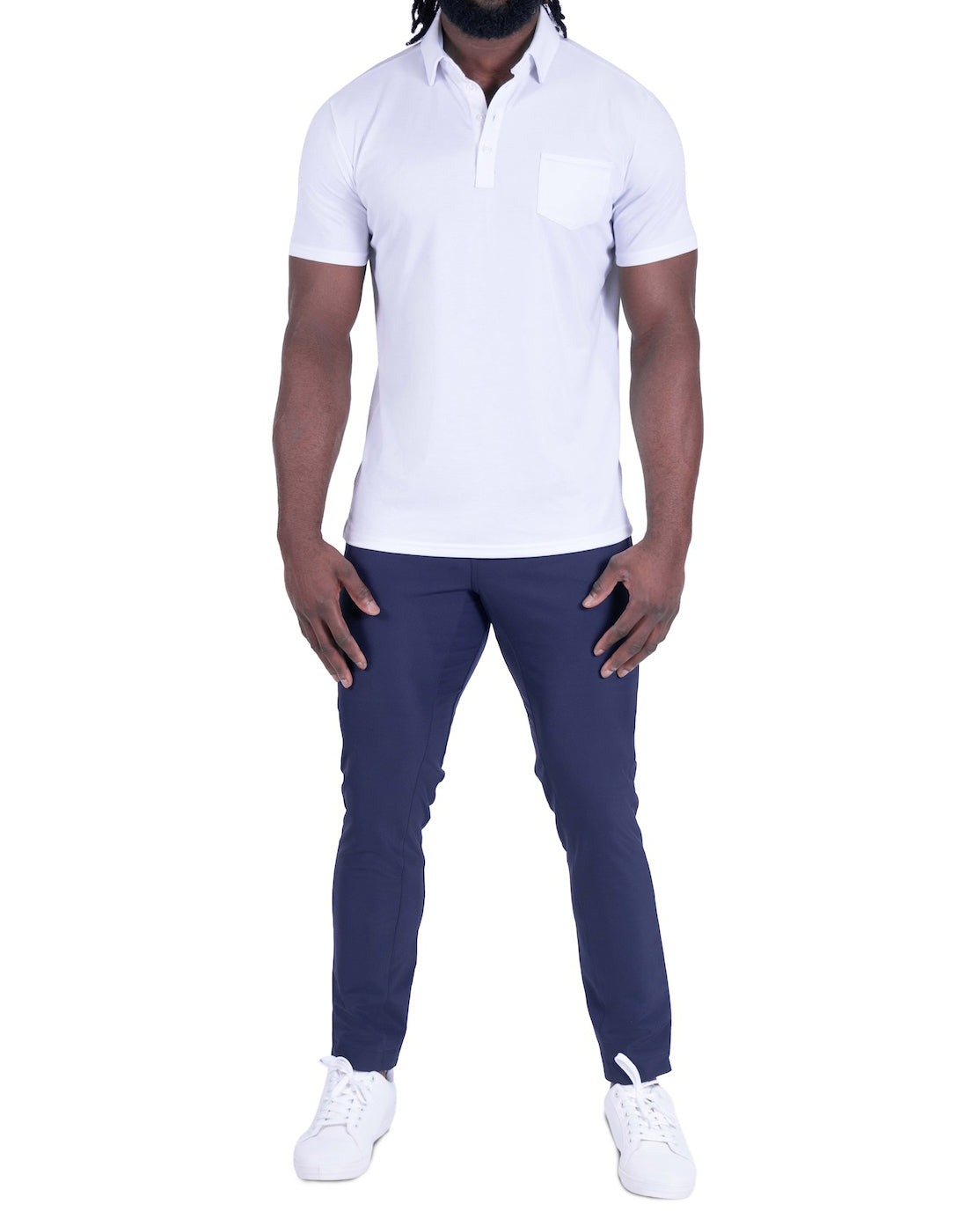 "The Noah" White Pique Polo