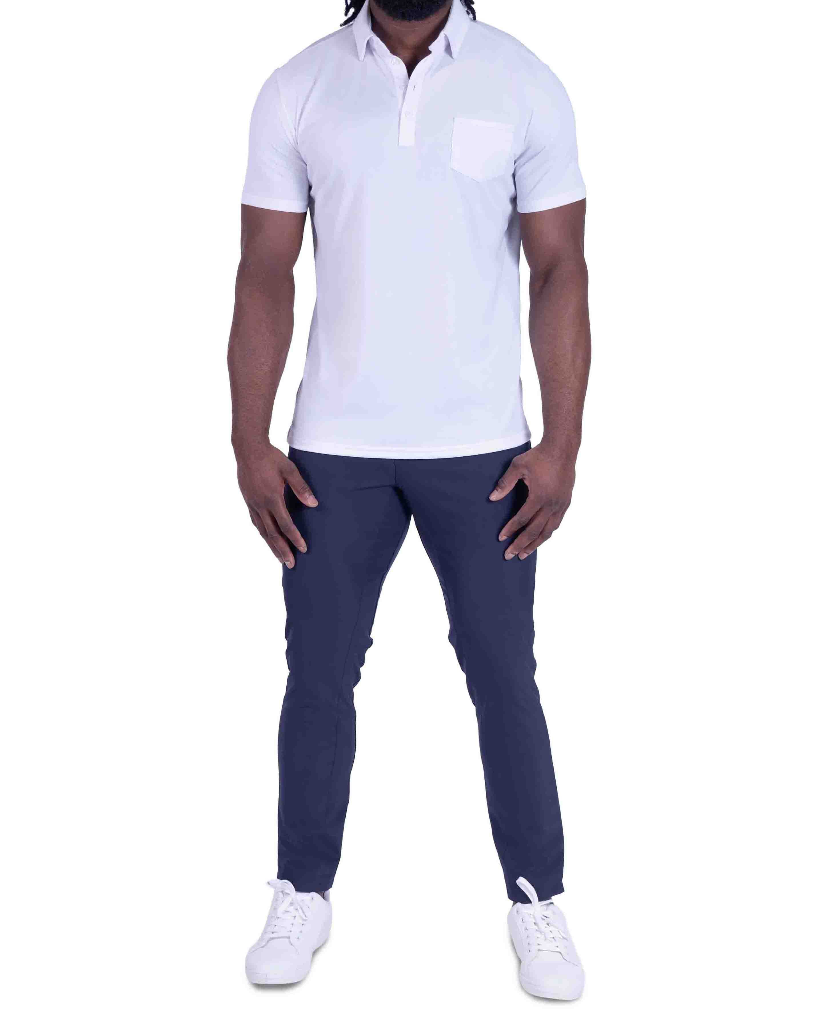 "The Noah" White Pique Polo