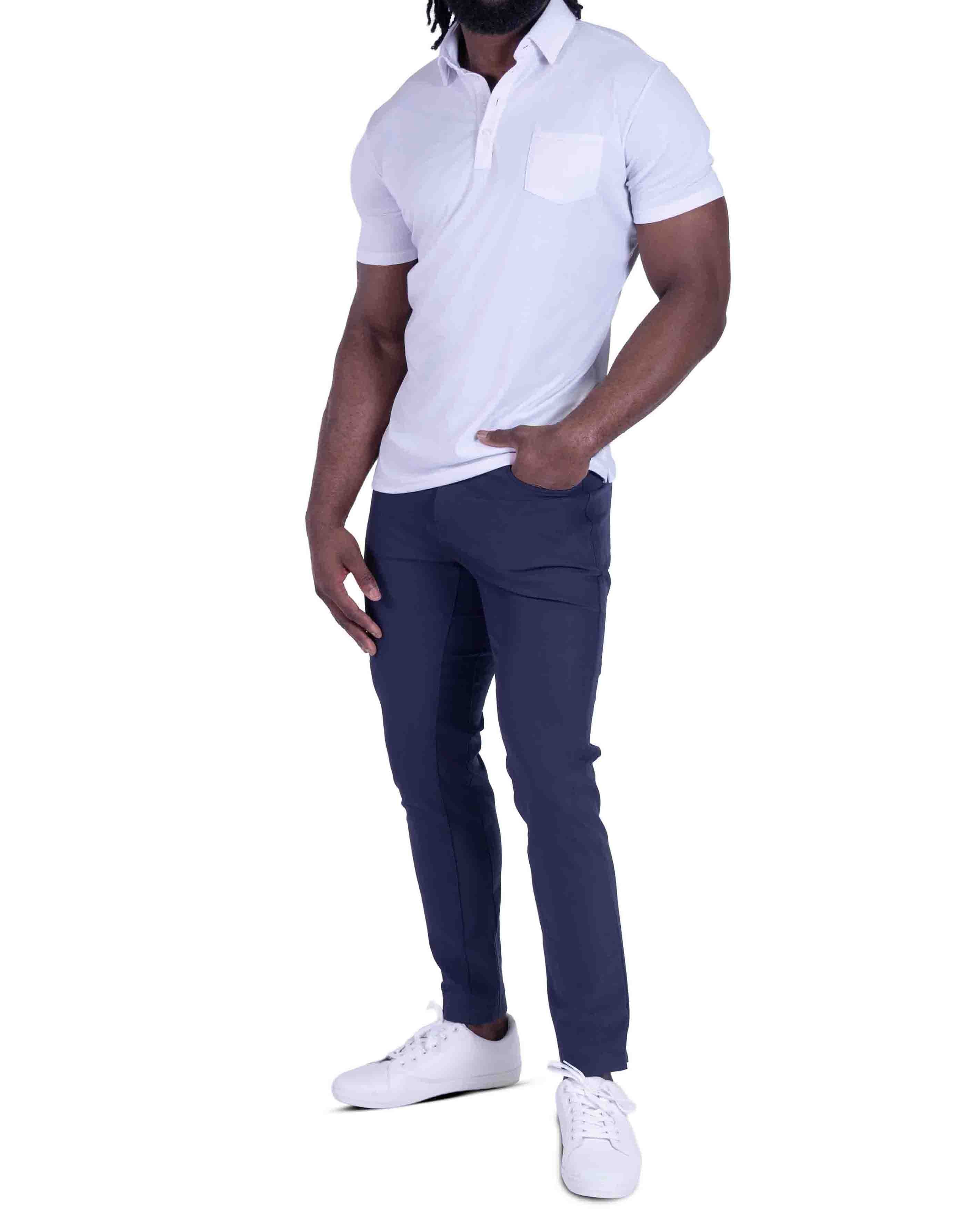 "The Noah" White Pique Polo