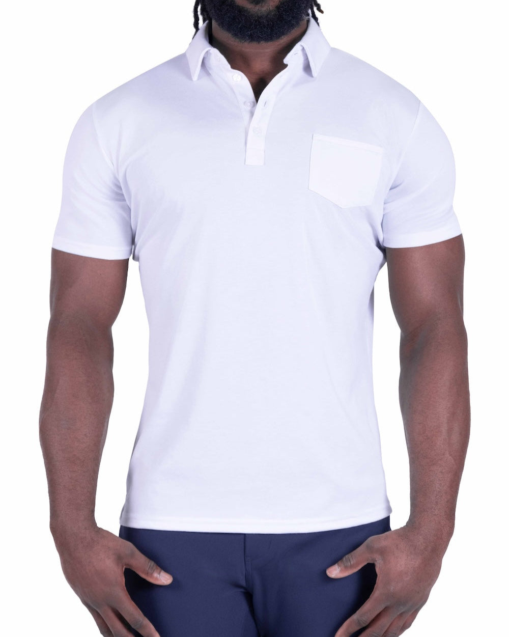 "The Noah" White Pique Polo