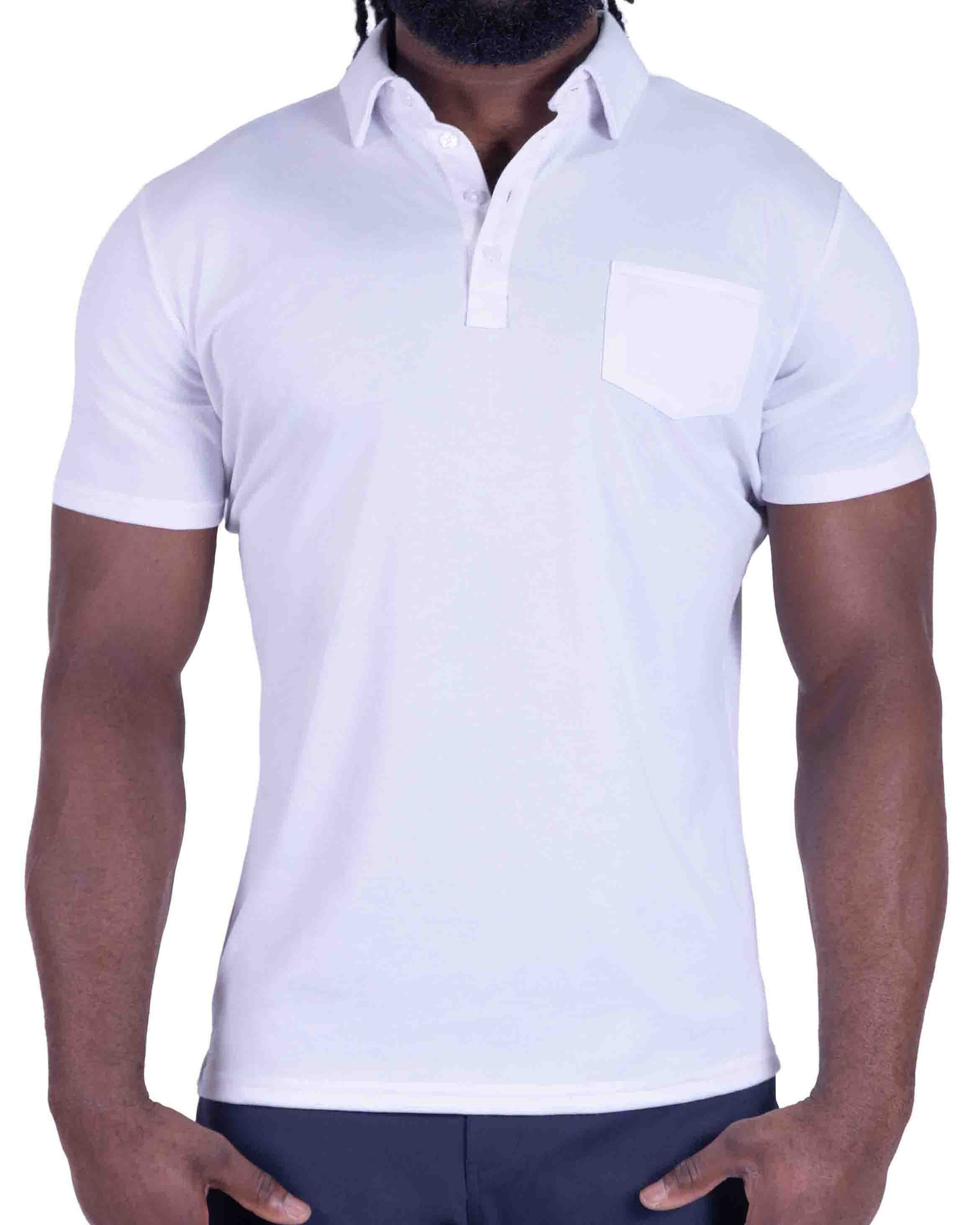 "The Noah" White Pique Polo