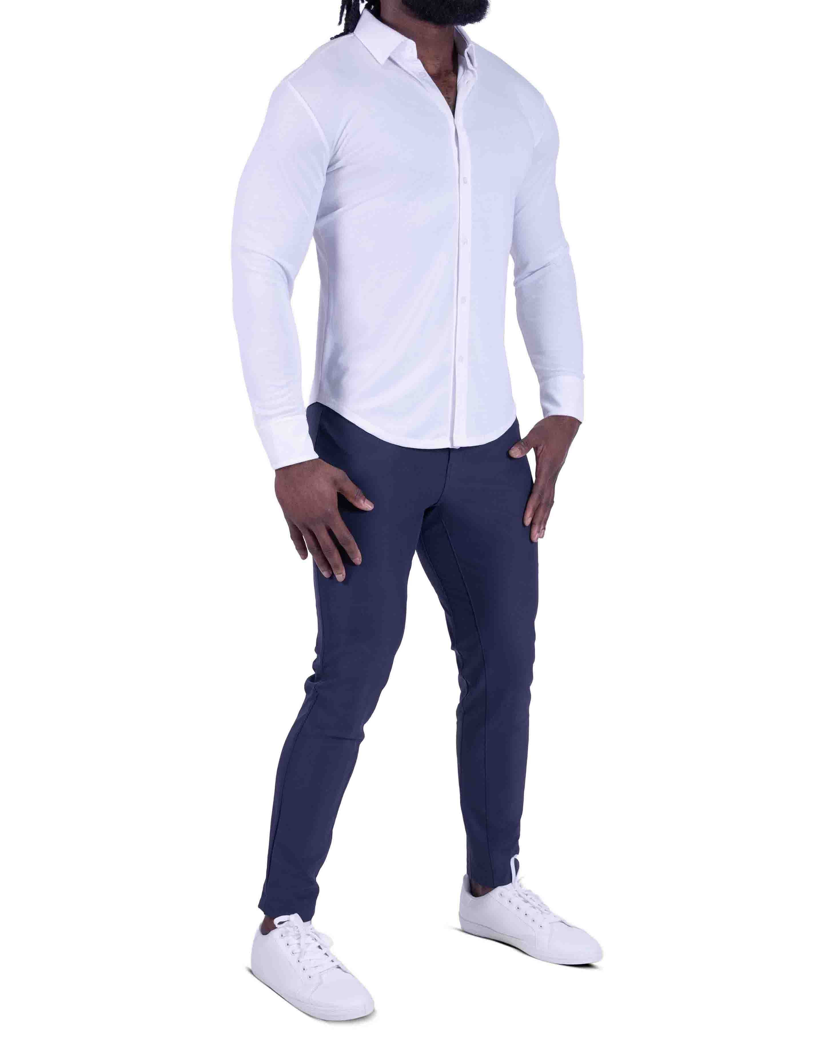 "The Mark" White Pique Button Down