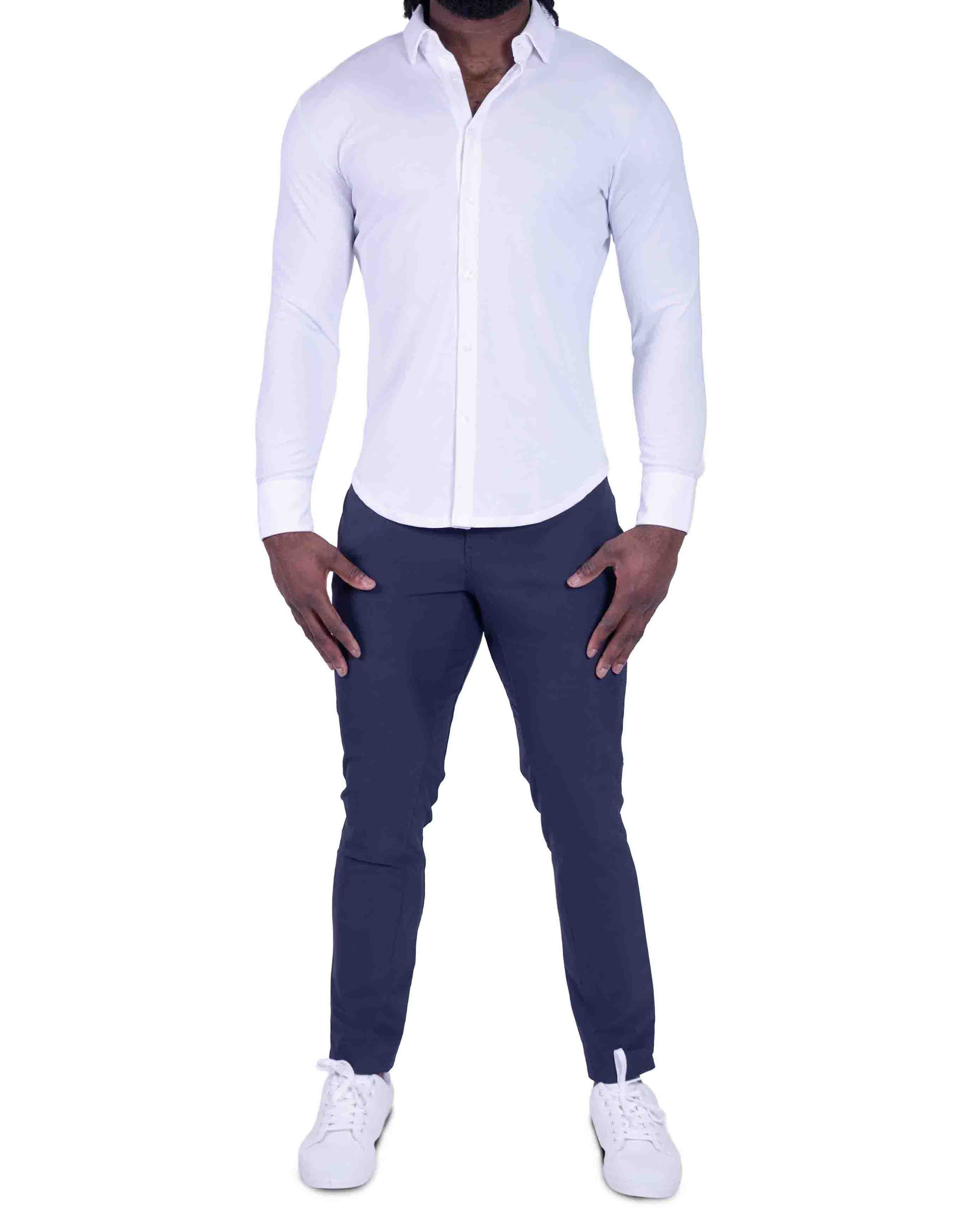 "The Mark" White Pique Button Down