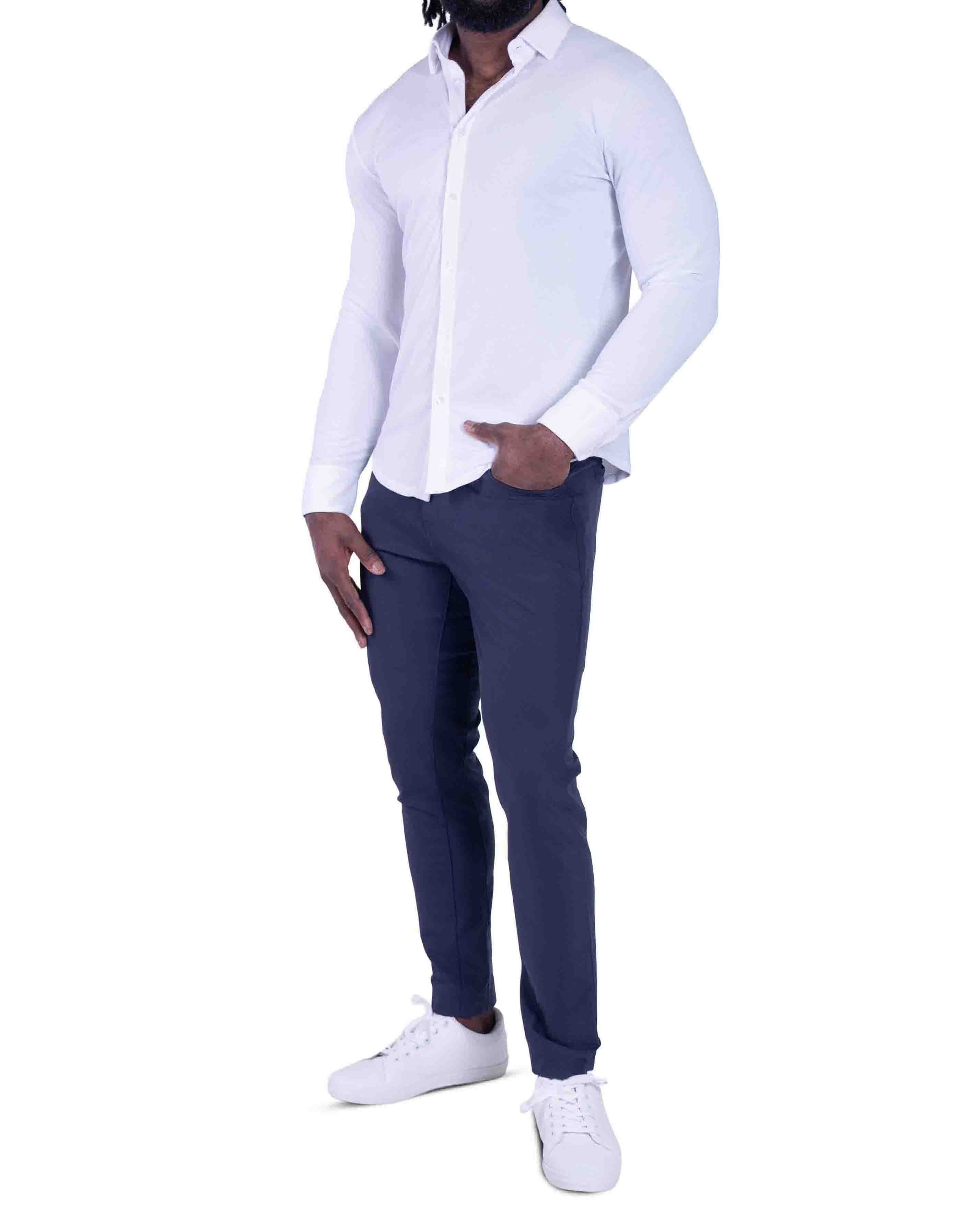 "The Mark" White Pique Button Down