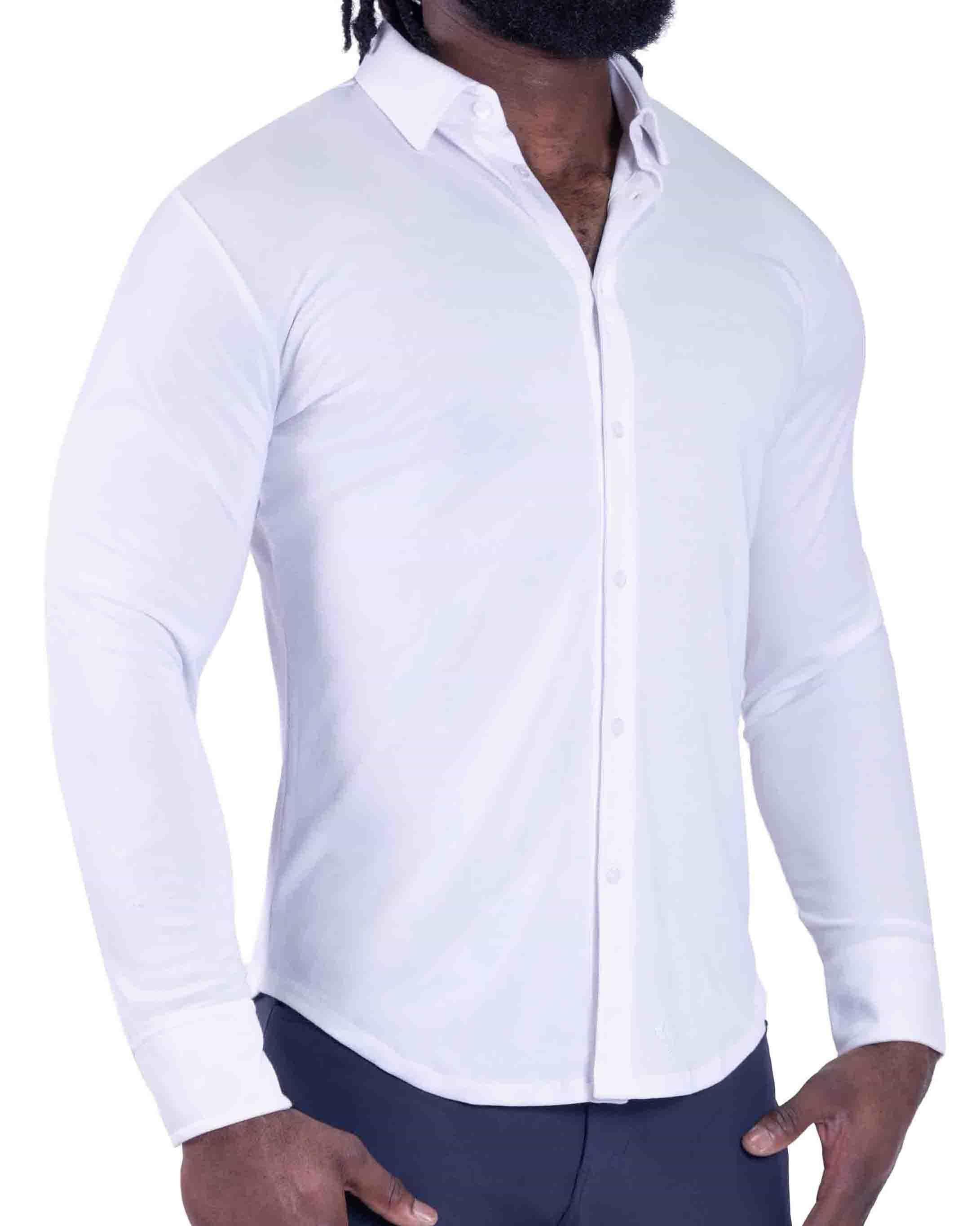 "The Mark" White Pique Button Down