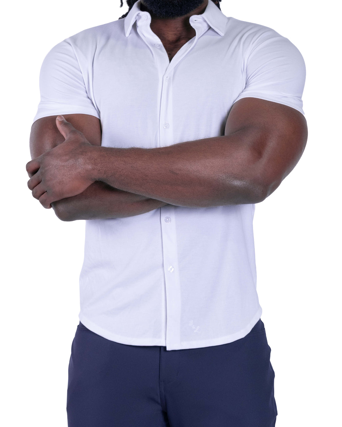 "The Kendric" White Pique Short Sleeve Button Down