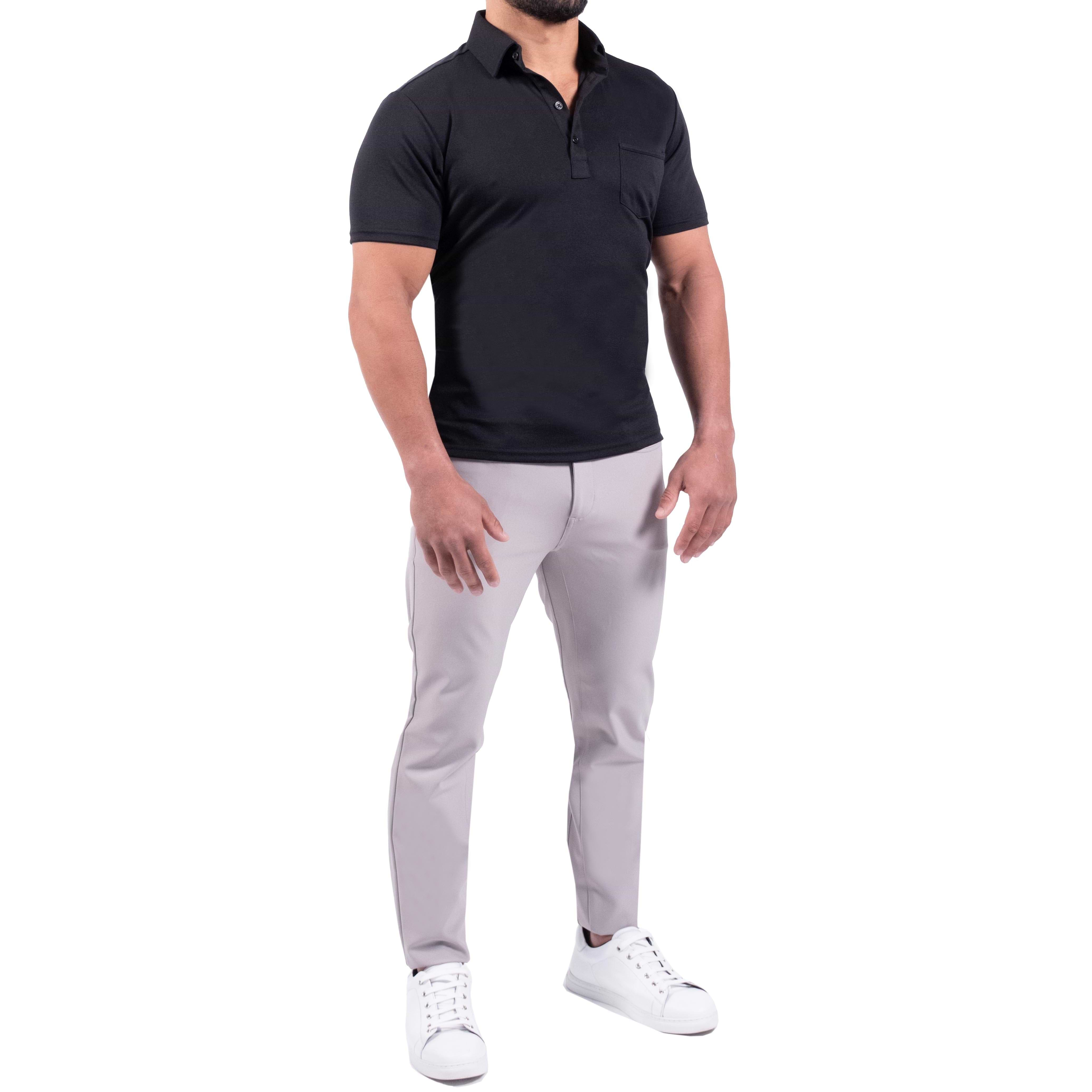 "The Mercury" Black Pique Polo