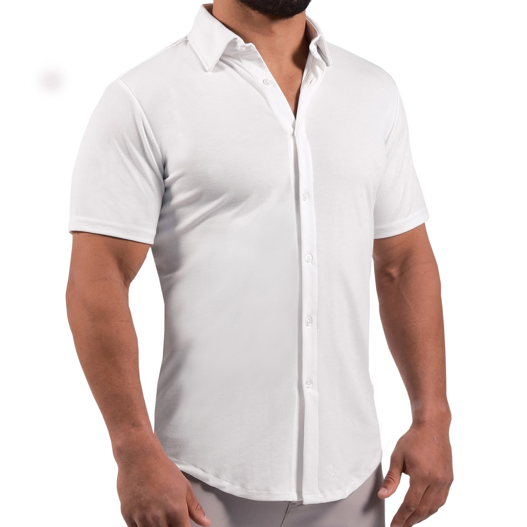"The Kendric" White Pique Short Sleeve Button Down