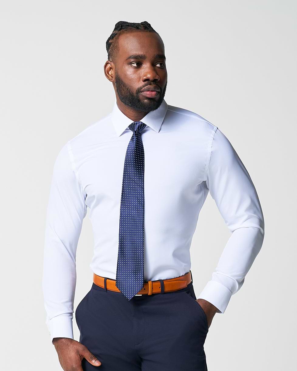 "The Leonardo" Solid White With Tortoise Shell Buttons