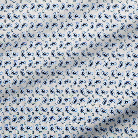 "The Nantucket" White & Light Blue Paisley Polo
