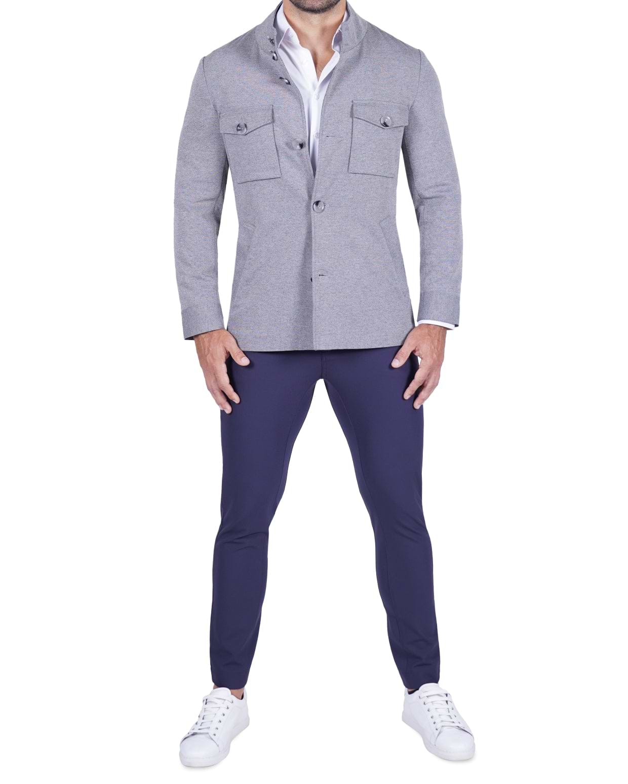 Knit Field Jacket - Grey