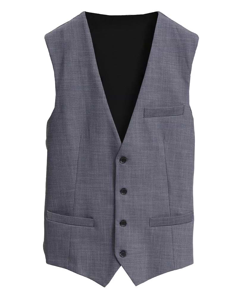 Athletic Fit Stretch Suit Vest - Heathered Grey
