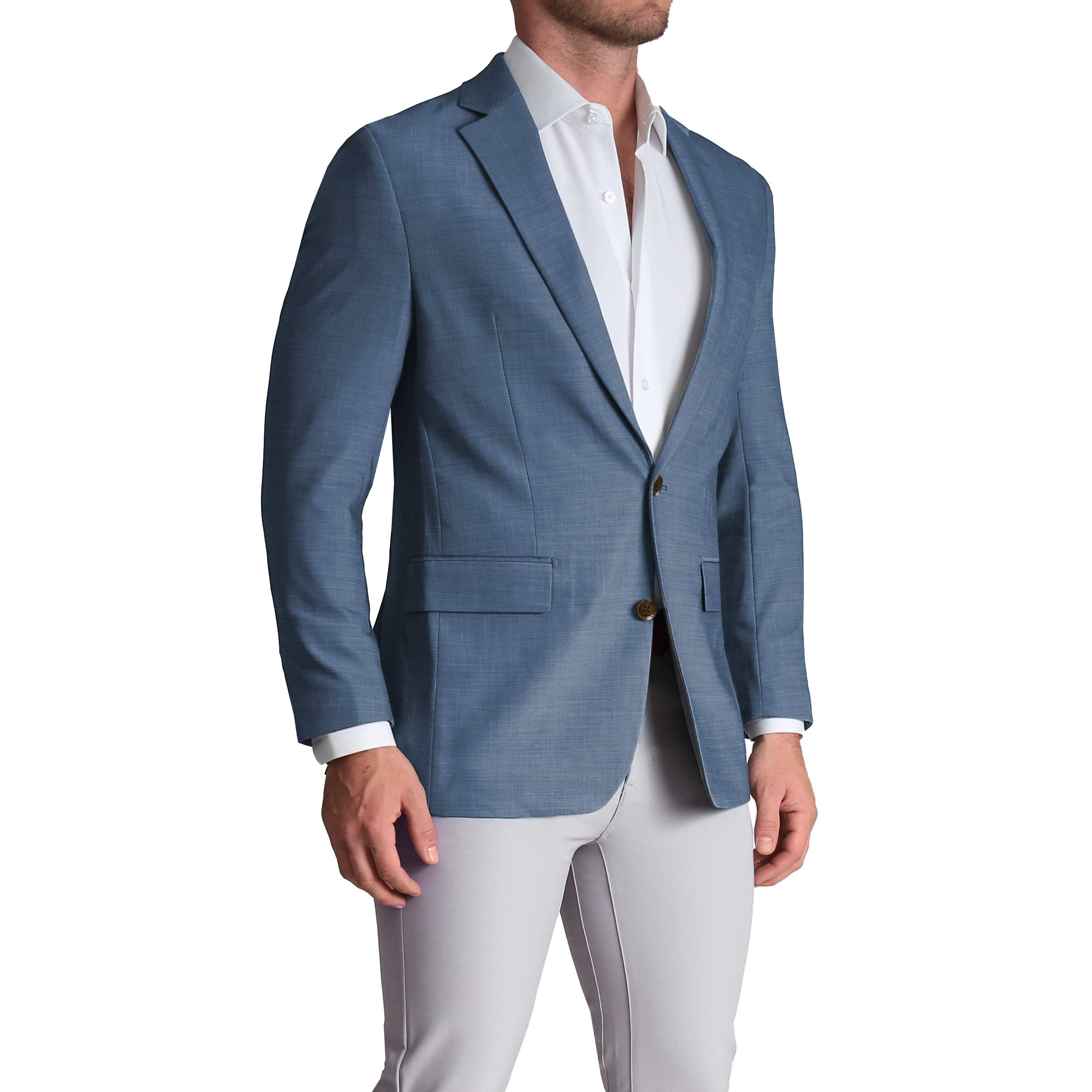 Athletic Fit Stretch Blazer - Heathered Blue