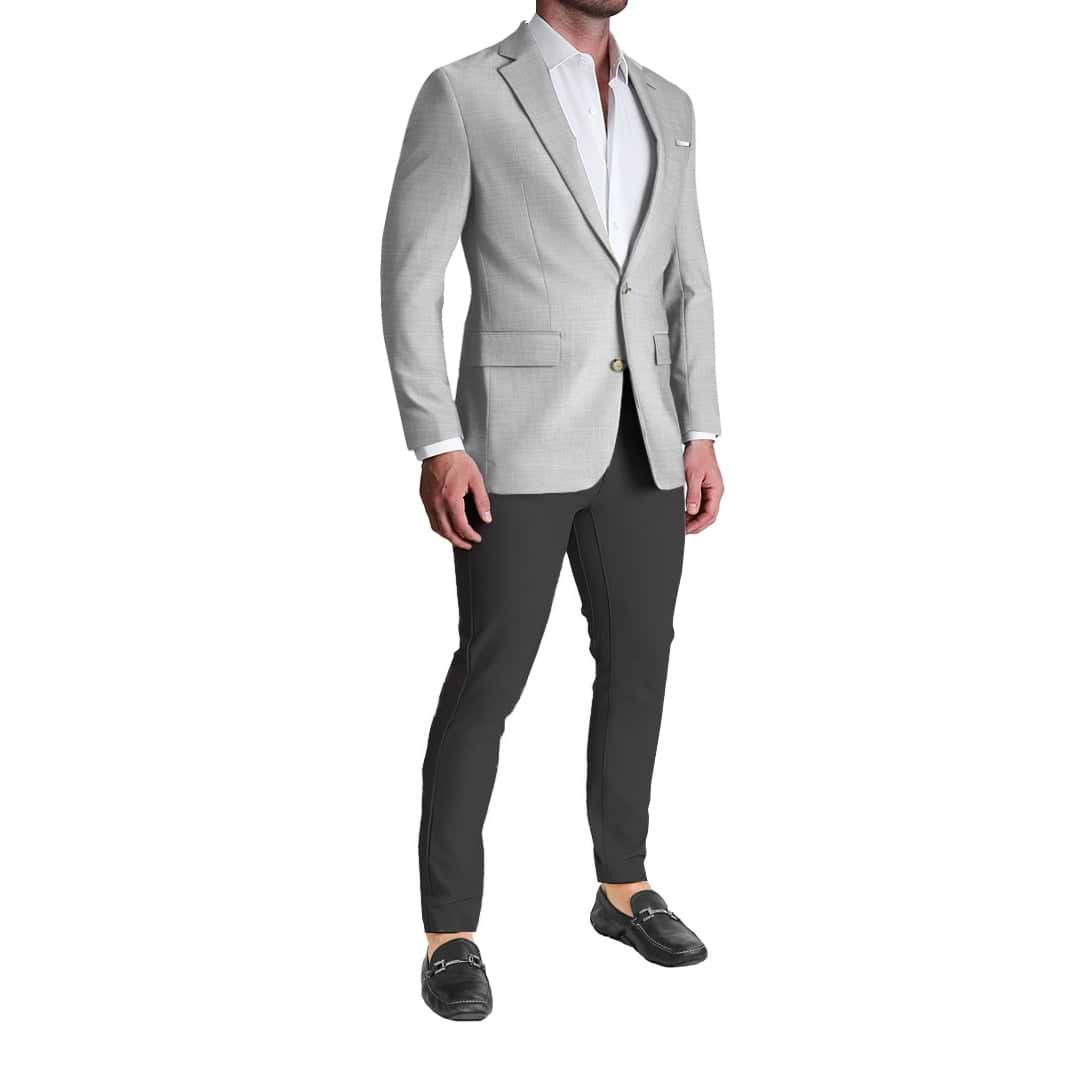 Athletic Fit Stretch Blazer - Lightweight Heathered Light Grey