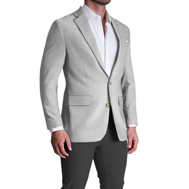 Athletic Fit Stretch Blazer - Lightweight Heathered Light Grey